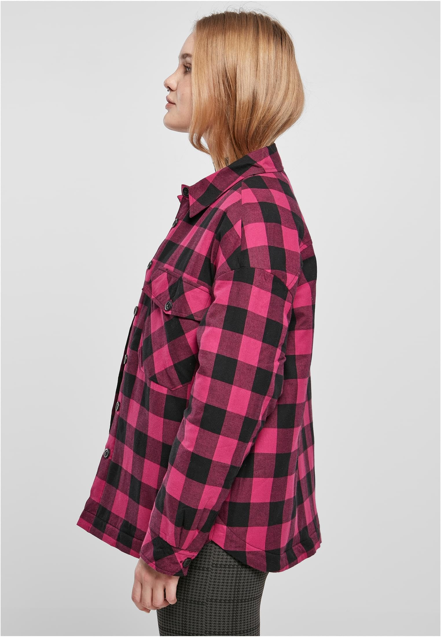 Urban Classics Damen Ladies Flanell Padded Overshirt