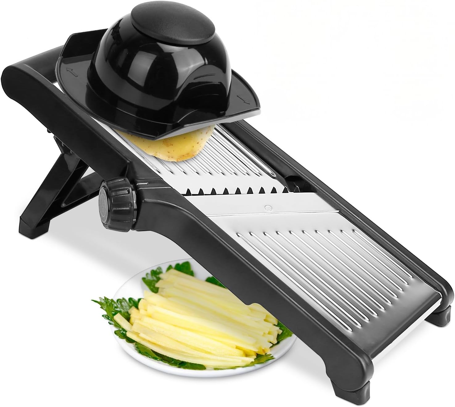 Adjustable Mandoline Slicer, Stainless Steel Food Slicer with 5 Blades, Kitchen Vegetable Cutter