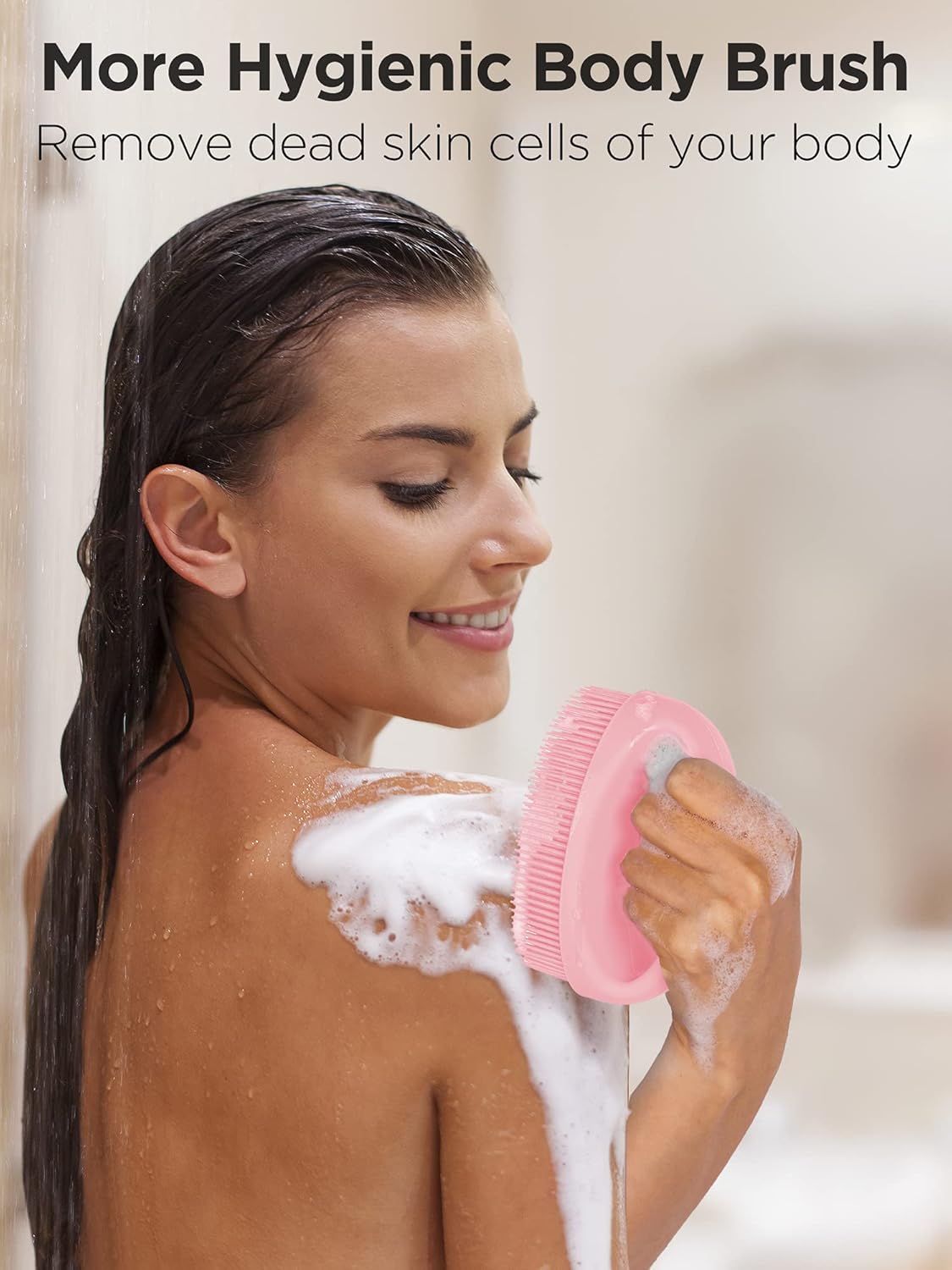 HEETA Hand-Held Body Shower Brush 2-Pack Soft Silicone Body Scrubber for Brushing Gentle Exfoliating Bath Cleansing Bath Brush for Men Women Kids All Kind of Skin (Pink & Green) : Beauty & Personal Care