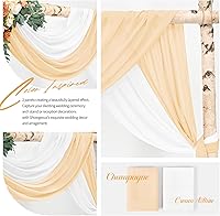 Vista 285 de Tela para envolver arco de boda, 4 paneles de 28 x 20 pies, cortinas de arco de boda rosa para ceremonia, cortinas de tela de gasa para cenador