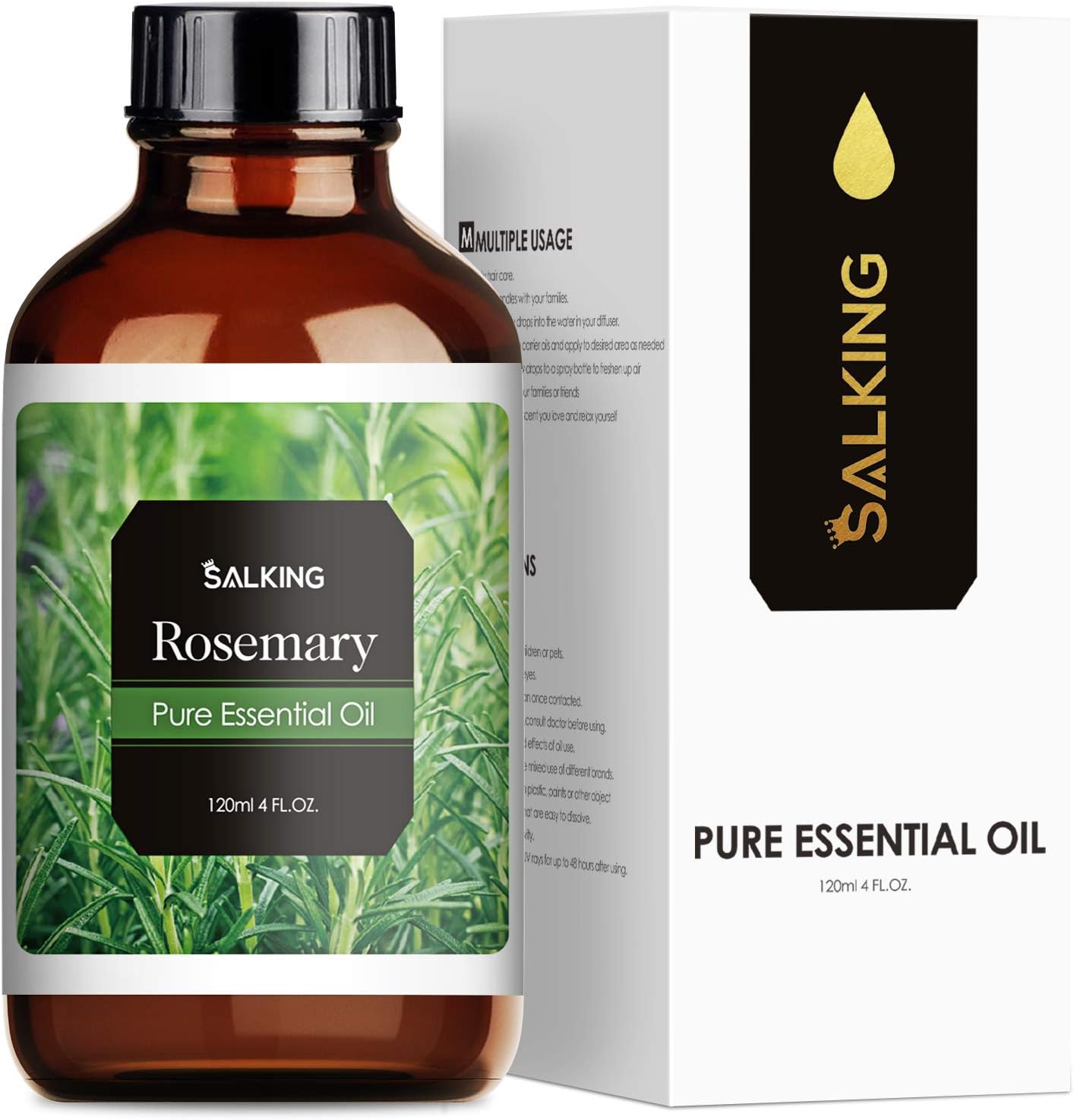 SALKING Rosemary Essential Oils 120ml,100% Pure Natural Essential Oil,Therapeutic Grade Aromatherapy Oil for Boost Energy,Relieve Nasal Congestion,Fragrance Oils for Diffuser,Humidifier,Gift for Women
