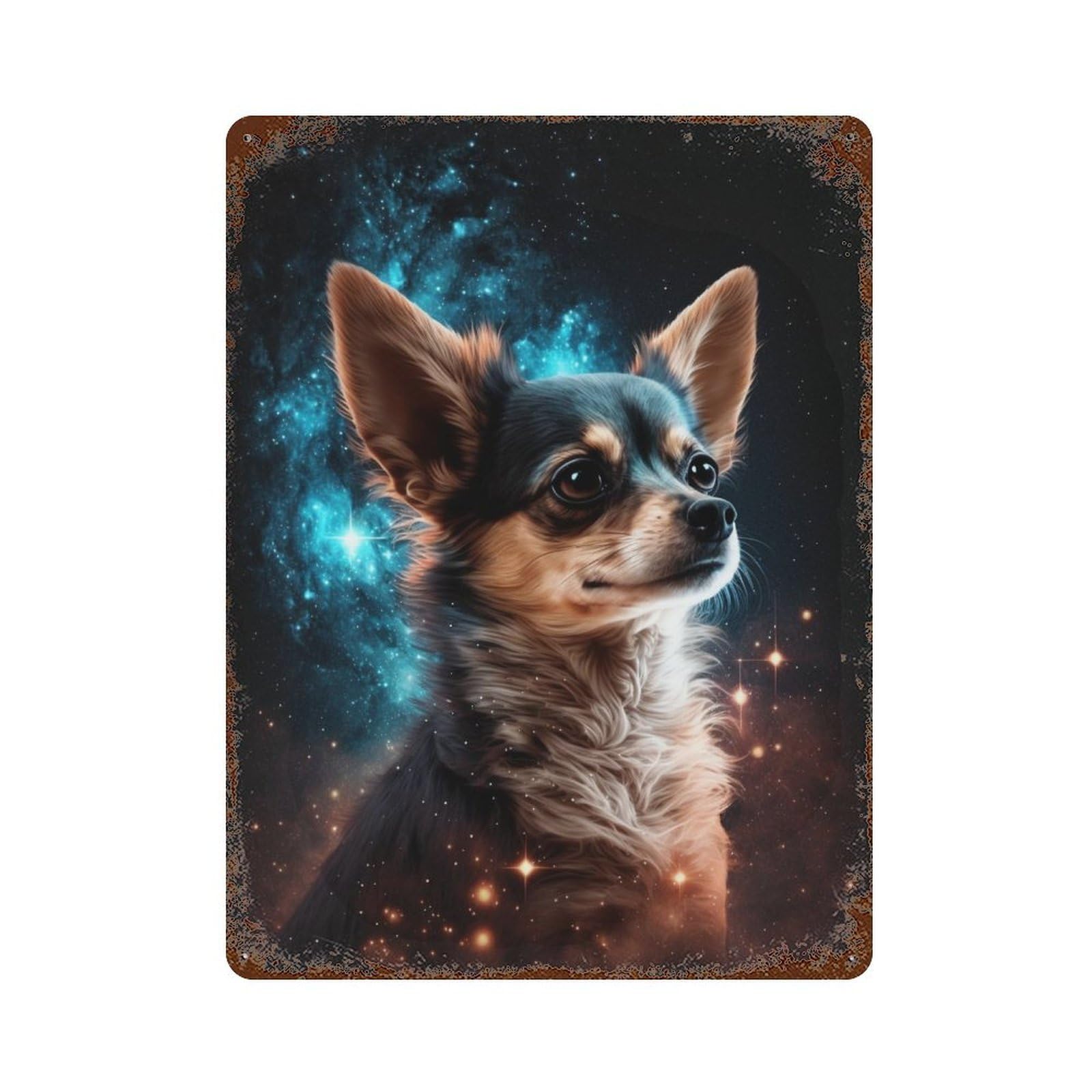 Space Pup Cosmic Canine Art -3 Decorative Tin Sign 15.7"x11.8", Rustic Home Decor for Cafe, Home Bar And Lounge Decor