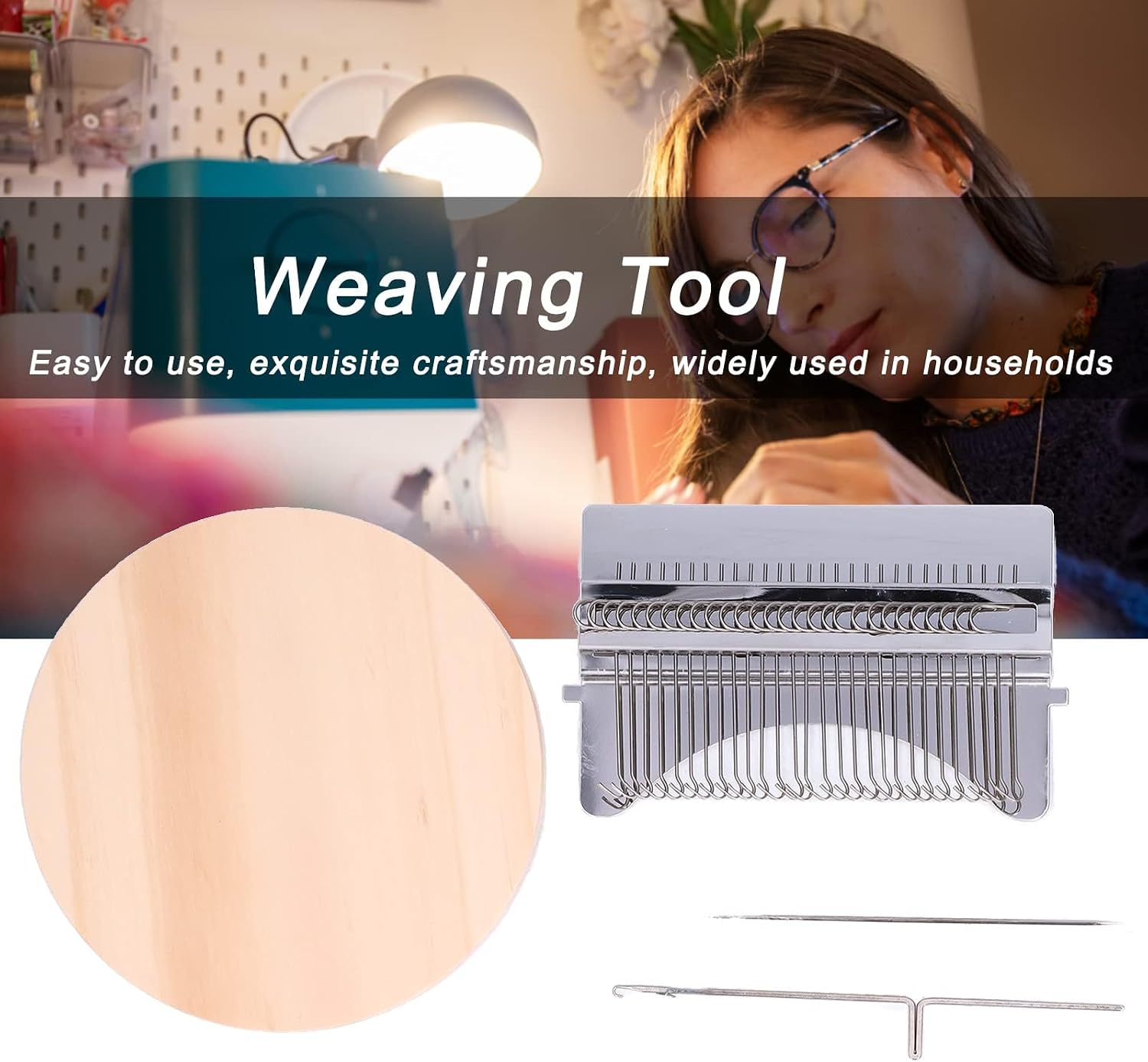Small Loom, Darning Loom Speedweve Type Weave Tool, Convenient Small Weaving Loom Kit Portable Patch Darning Kit for Beginners Quickly Mending Jeans, Repair Holes (28 Hooks)