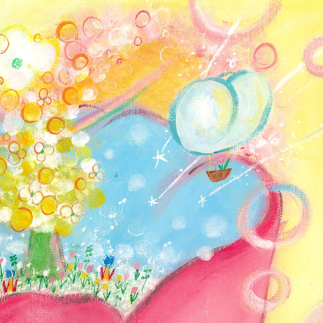 Amazon.co.jp: 絵画 花 笑顔 希望 幸せアート 「咲いた」額入り・M