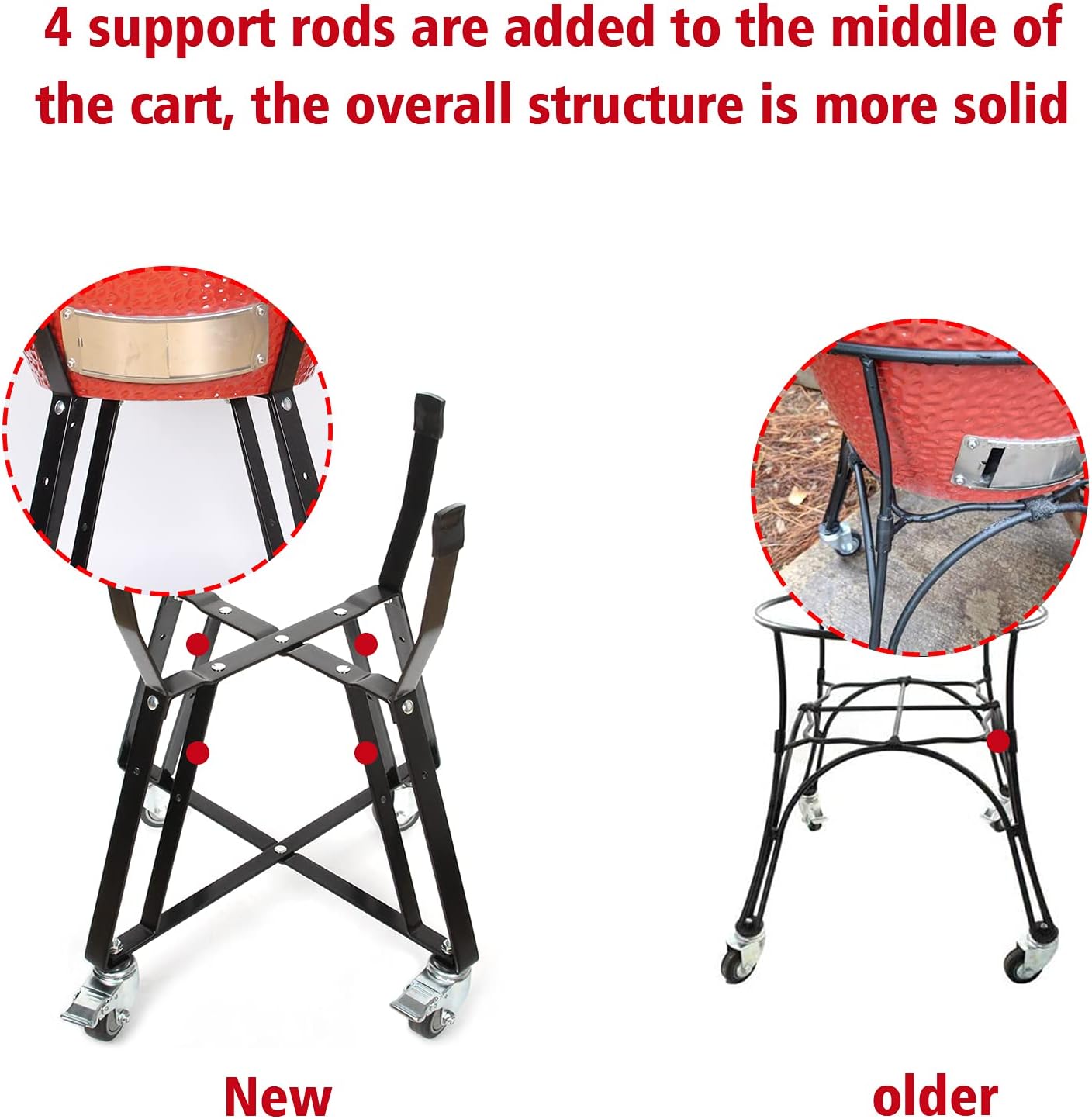 Rolling Cart for Kamado Joe Classic Accessories ,Kamado Joe Rolling Nest with Heavy Duty Locking Caster Wheels Powder Coated Steel Rolling Outdoor Cart for Kamado Joe Classic Grill Stand : Patio, Lawn & Garden