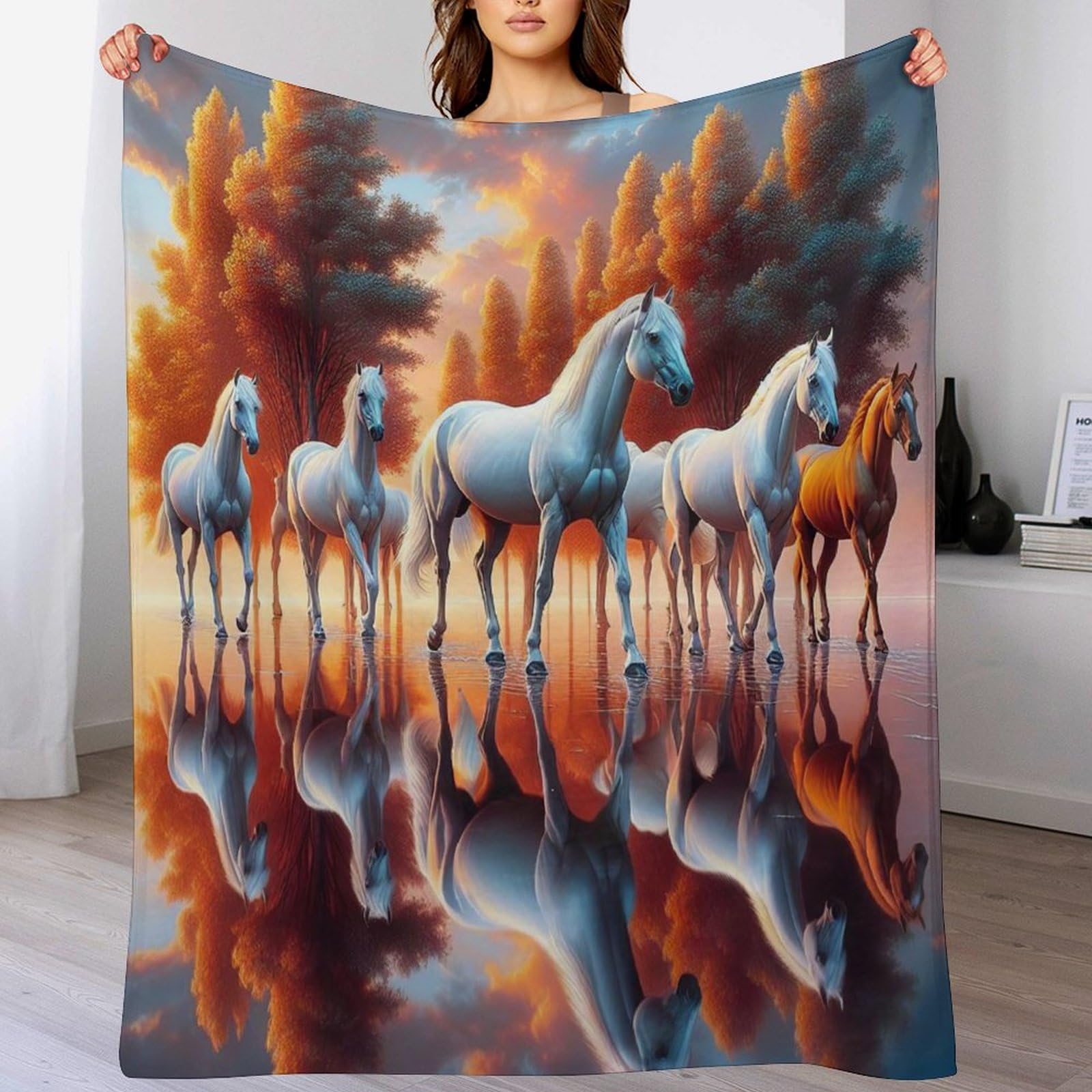Manta de forro polar de caballo cálida de franela 130x180 cm