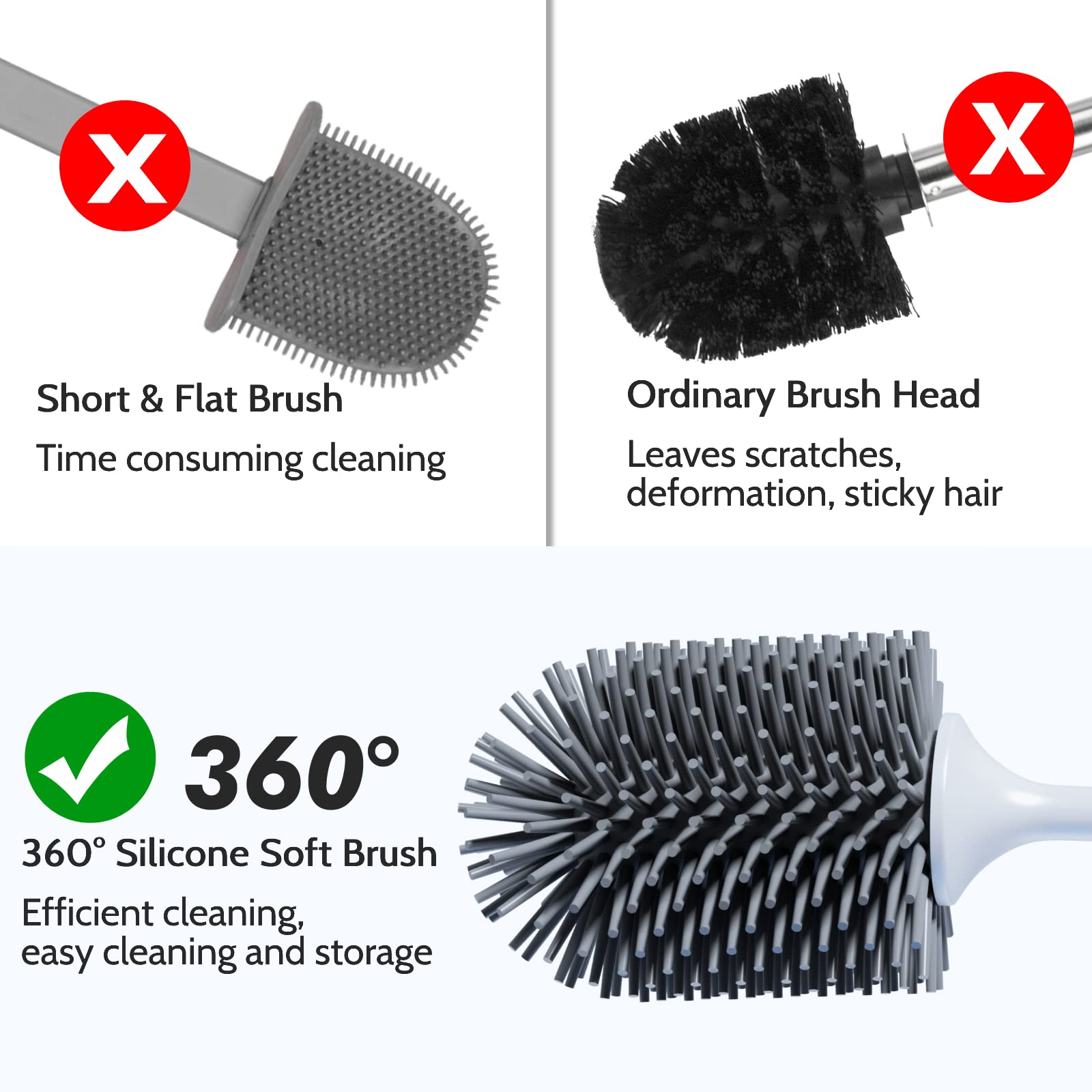 Snapklik.com : Toilet Brush, 3 Pack Toilet Bowl Brush And Holder For ...