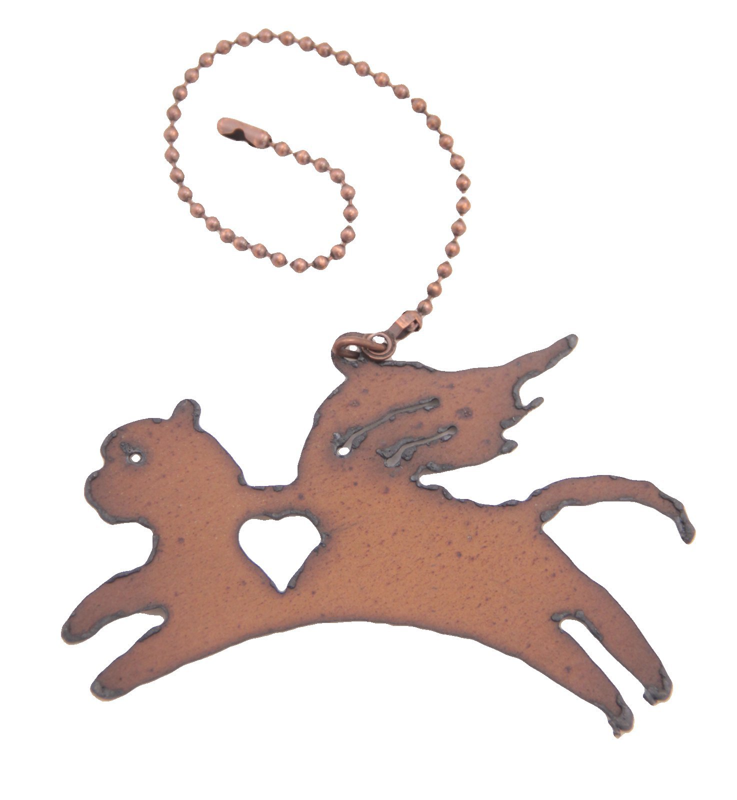 Rustic Metal Cat with Wings Fan Pull