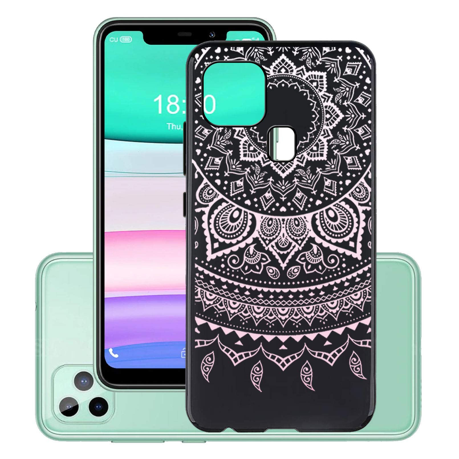 KJYF Custodia Cover per Oukitel C22 + Pellicola Protettiva in Vetro Temperato, Transparent Silicone Anti-Giallo TPU Cover, [2 Pezzi] Schermo Protettore per Oukitel C22 (5.86) - XS40