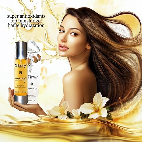 Miniatura 2 de Aceite marroquí 5+ suero para el cabello con aceite de argán, acondicionador sin enjuague, control de encrespamiento para cabello dañado,