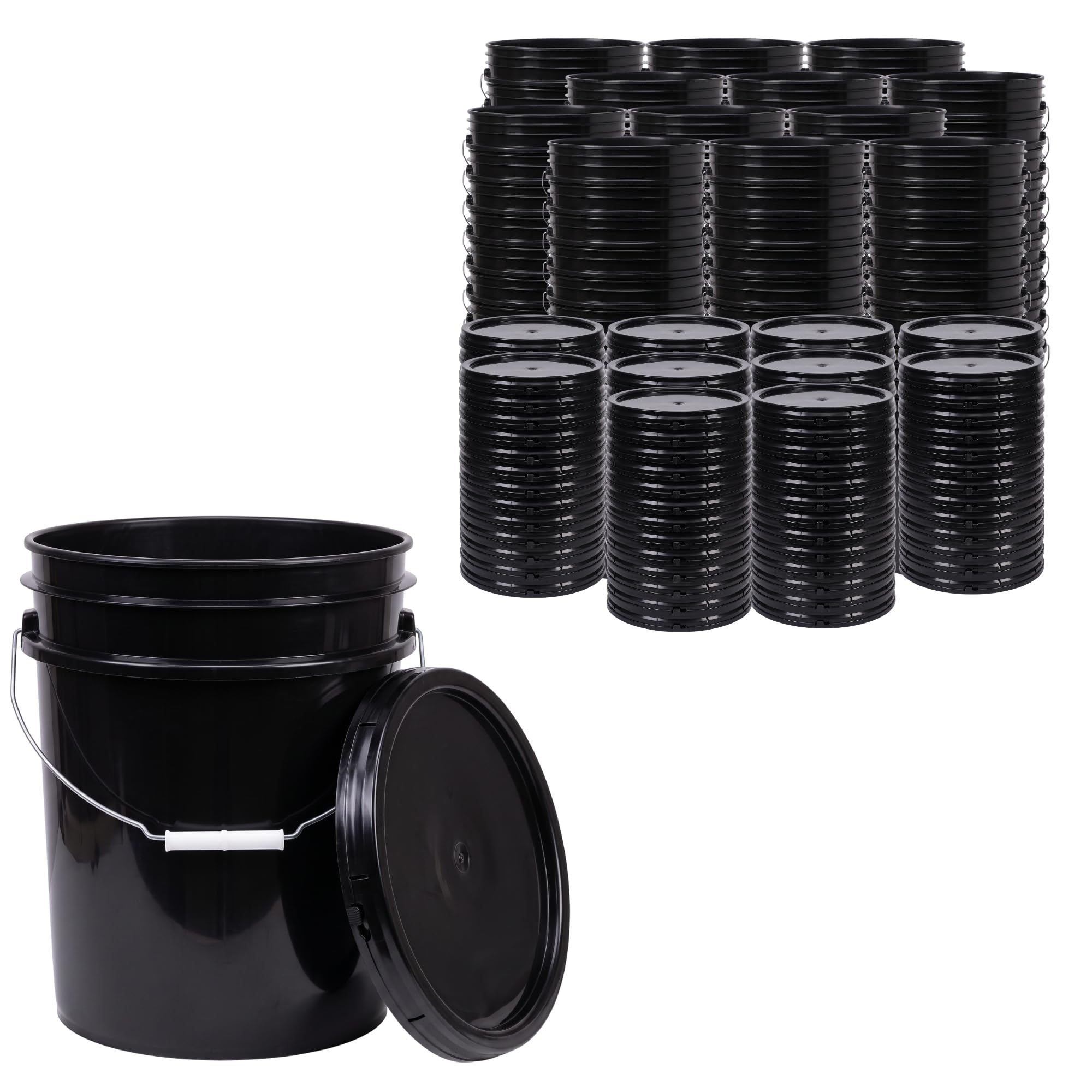 ePackageSupply 5 Gallon Bucket - Food Grade w/Lid BPA-Free,120 Pack - Black