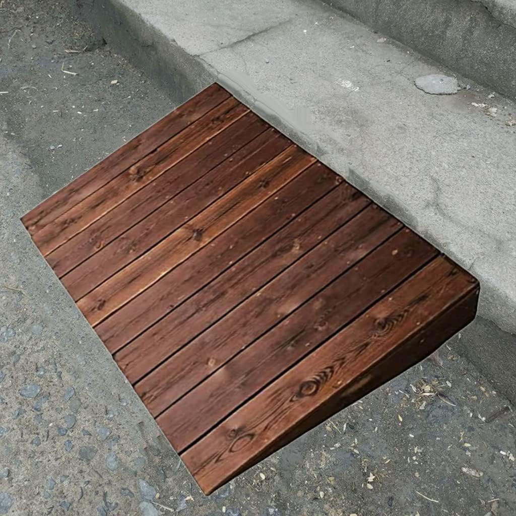Solidna Antypoślizgowa Rampa Progowa Z Litego Drewna Do Drzwi Wejściowych | Schody Dla Wózków Inwalidzkich(60x70x20cm)