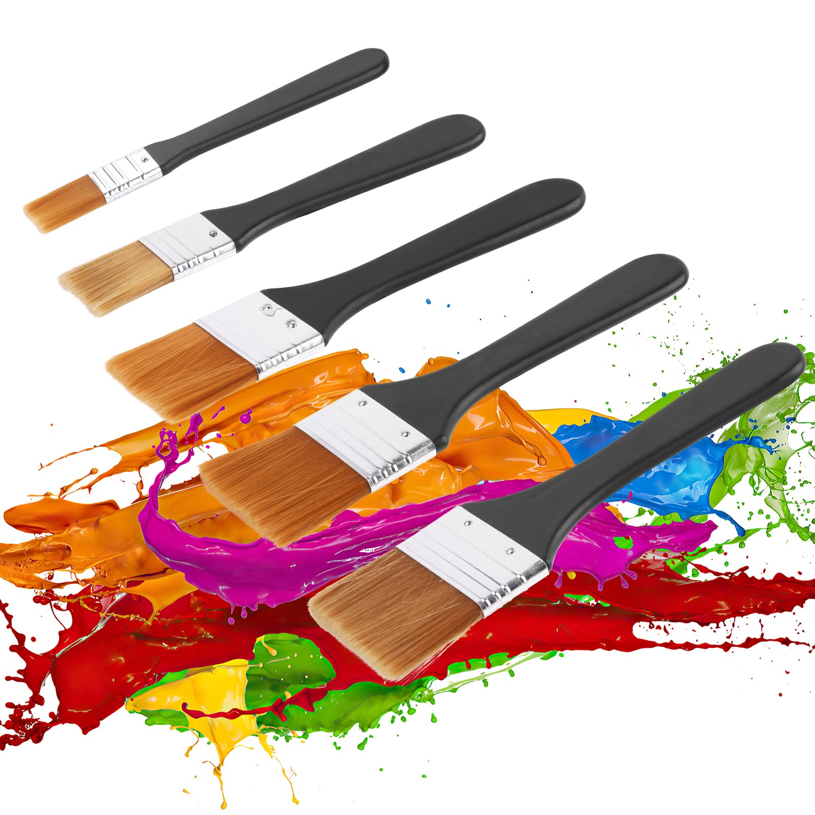6 Stück Flachpinsel-Set Für Acryl- & Ölfarben | Verschiedene Breiten, Nylonborsten, Holzstiel – Ideal Für Schule, Hobby & Profis