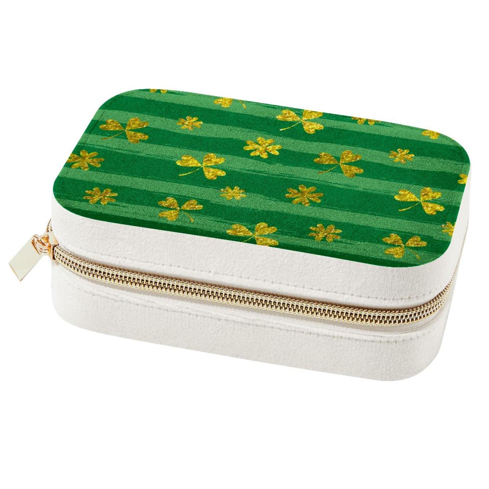 Boîte à bijoux portable Clovers au design à rayures raffiné et finitions soignées
