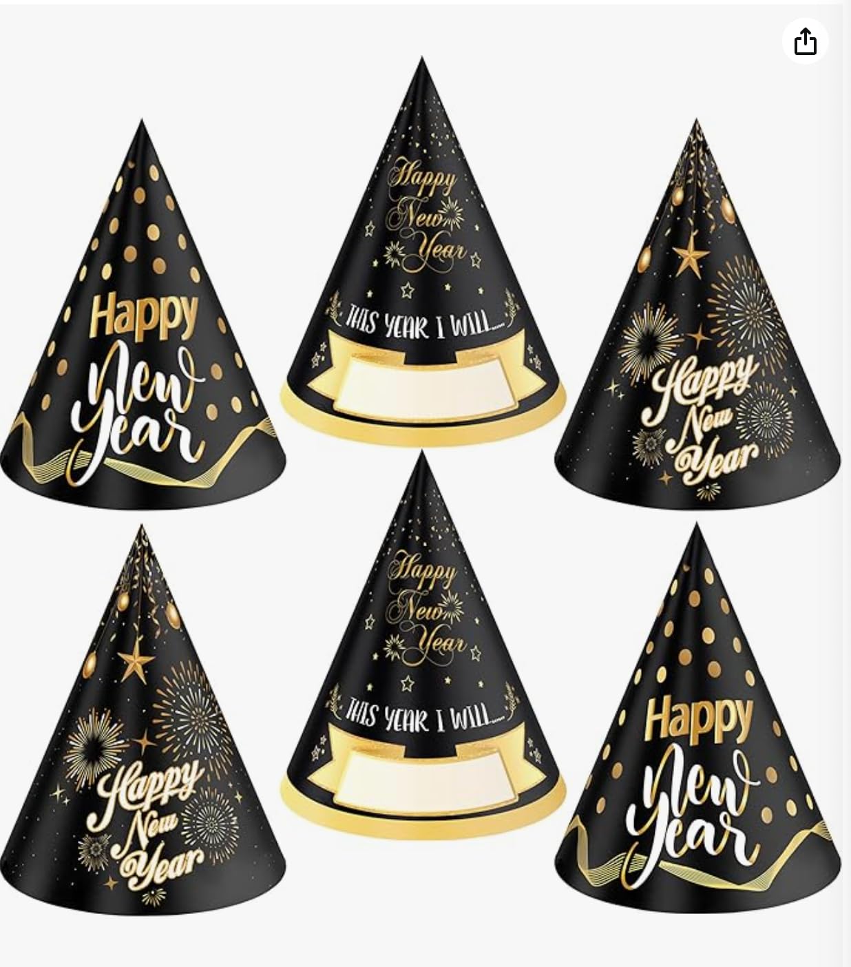 KatchOn, New Years Hats 2025 - Pack of 6 | New Years Eve Hats for New Years Decorations 2025 | New Years Eve Party Hats 2025, New Years Eve Party Supplies 2025 | Happy New Year Hats, NYE Decorations