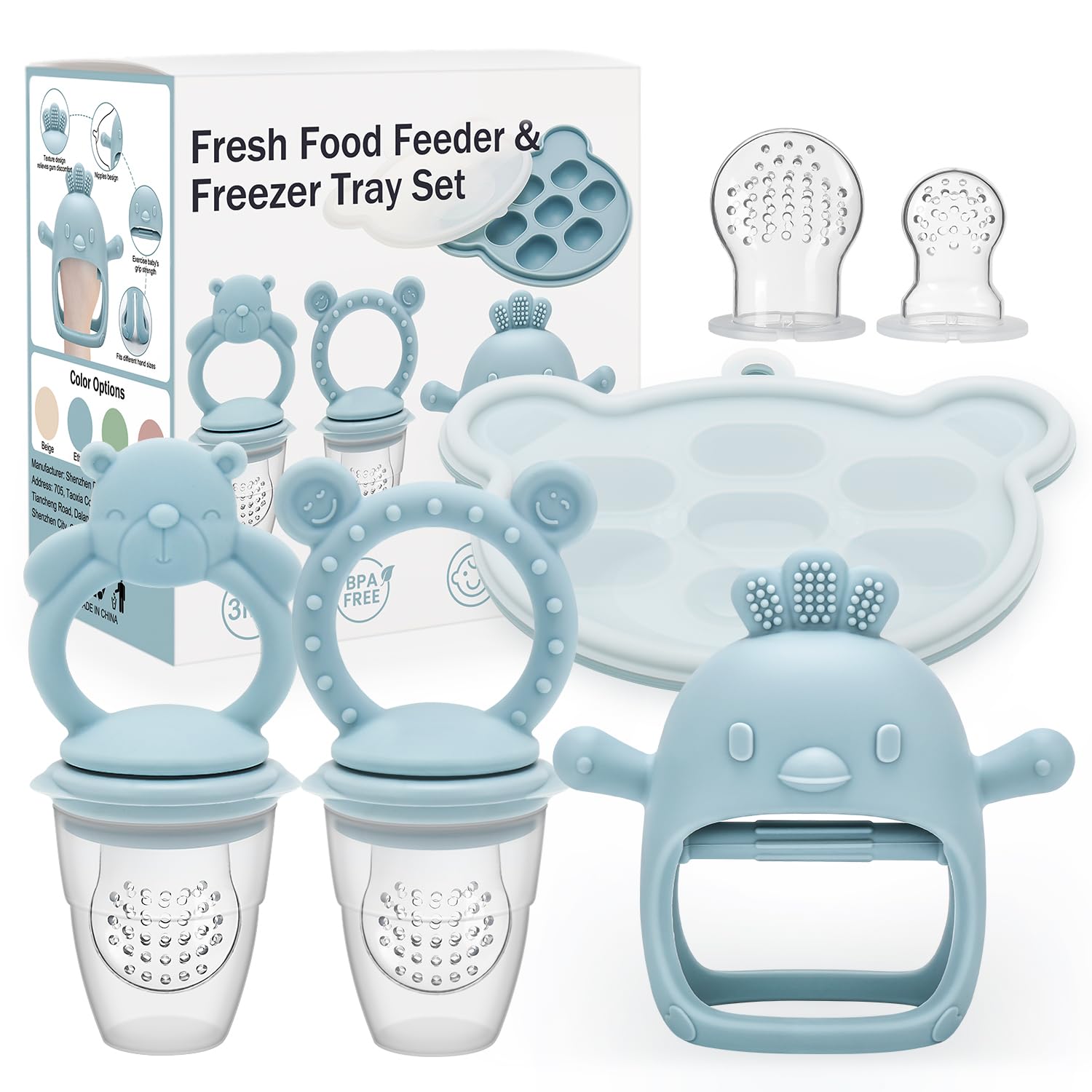 CLDY Baby Fruit Food Feeder, Includes Silicone Breast Milk Popsicle Freezer Mold, Teething Toy for Baby, BPA Free Silicone Teether for Toddler Infant for 3 Month+ Toddler Teething&Infant Self Feeding