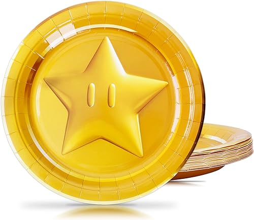HOMEZZO Juego de 16 platos en forma de moneda para decoraciones de fiesta de videojuegos