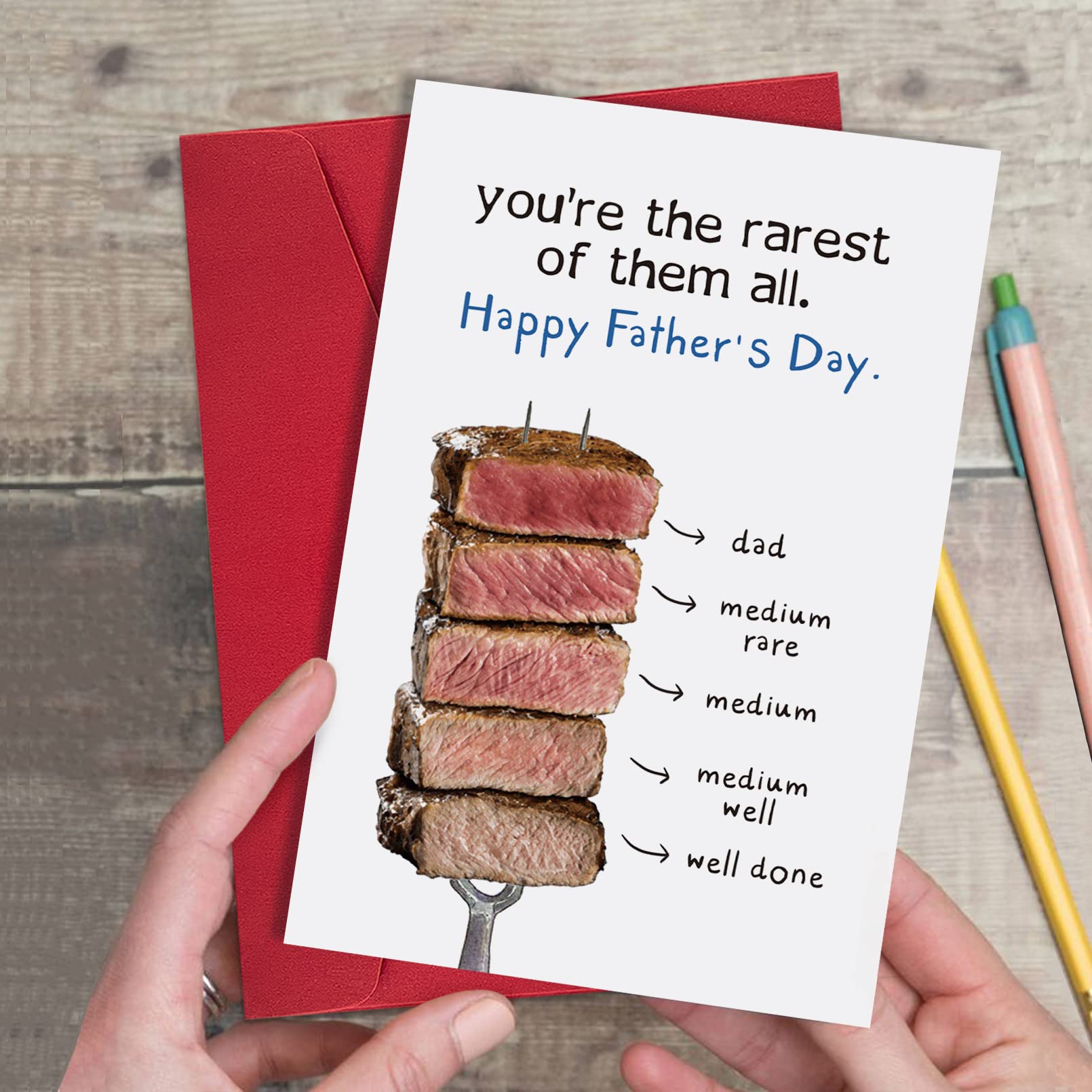 Ogeby Funny Father's Day Steak Card, Cute Fathers Day Card Gift for Dad,  You Are the Rarest of Them All : Amazon.ca: Office Products