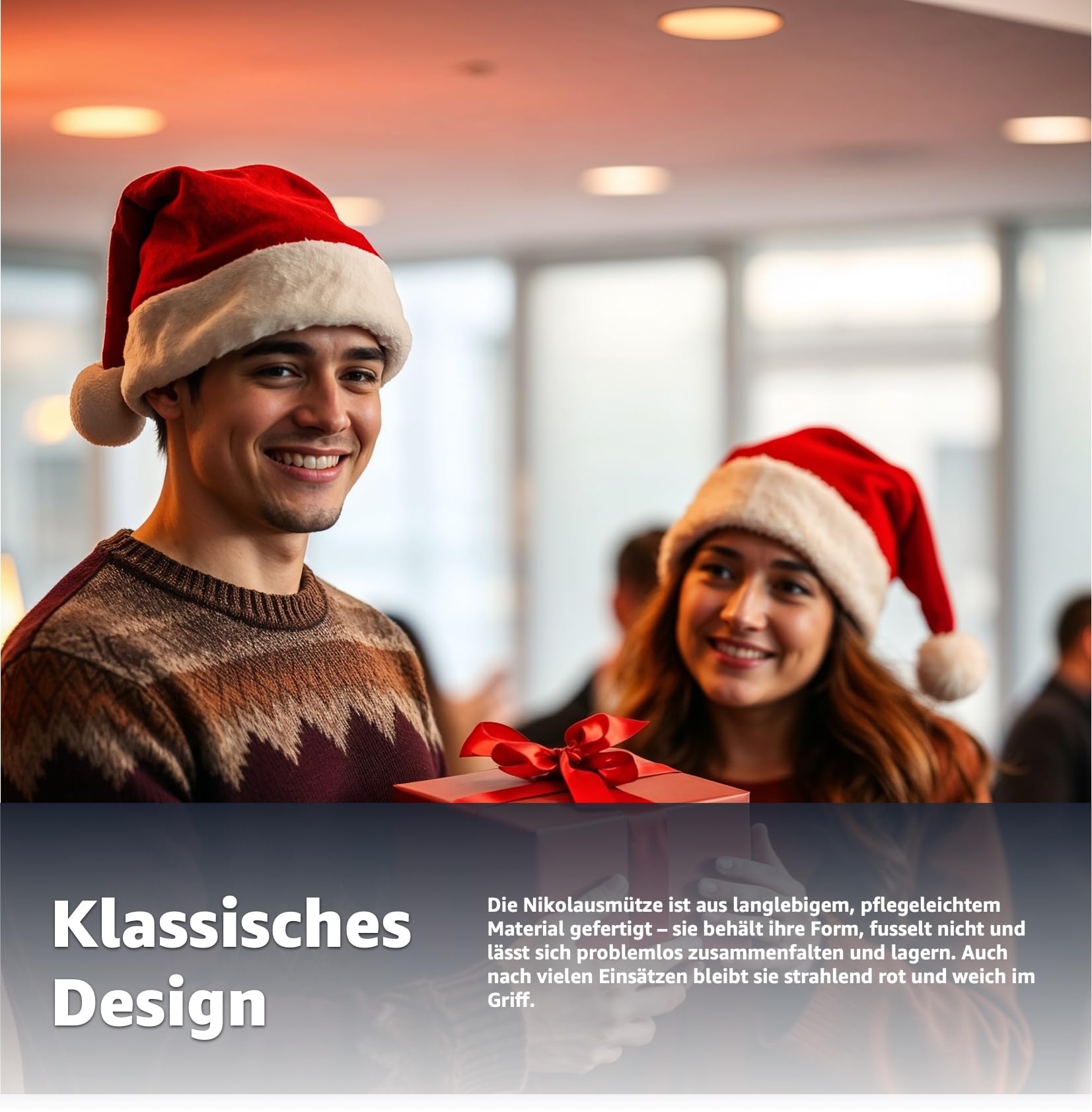 TK Gruppe Timo Klingler 2 x Christmas Hats Santa Claus Red for Adults Children Christmas Party Christmas Market (2 x Christmas Hats) - Image 3
