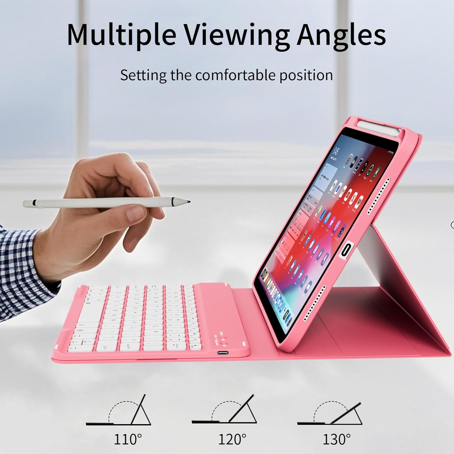 for iPad 10th 11th Generation Case with Keyboard, Folio Cover with Pencil Holder, 7 Colors Backlit Wireless Detachable Keyboard for iPad 11 inch A16 2025 10th Gen 10.9 Inch 2022, Red - Image 7