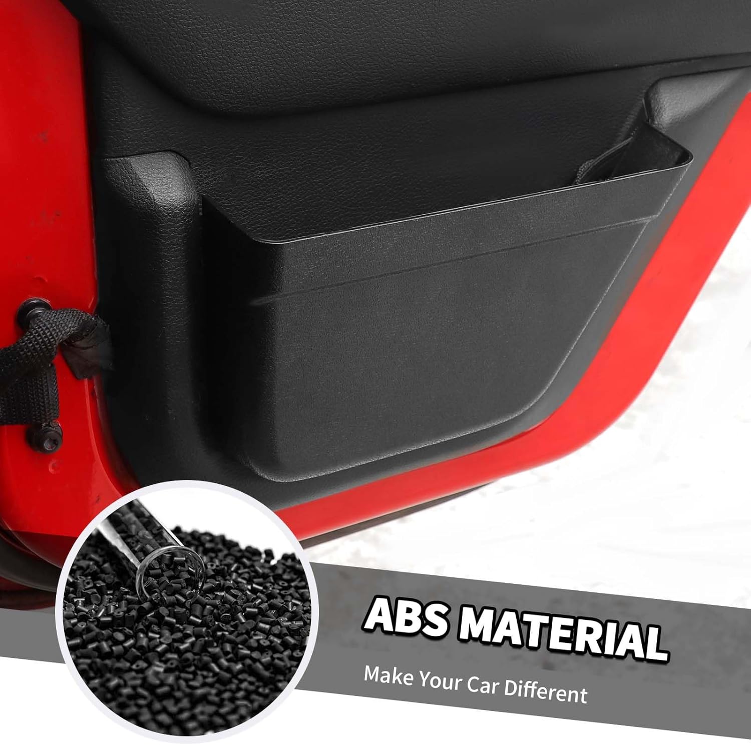 Jimen Fit for Jeep Wrangler JK Unlimited 4 Door 2011-2018, 4PCS Front and Rear Door Pockets Tray Organizer Interior Storage Accessories