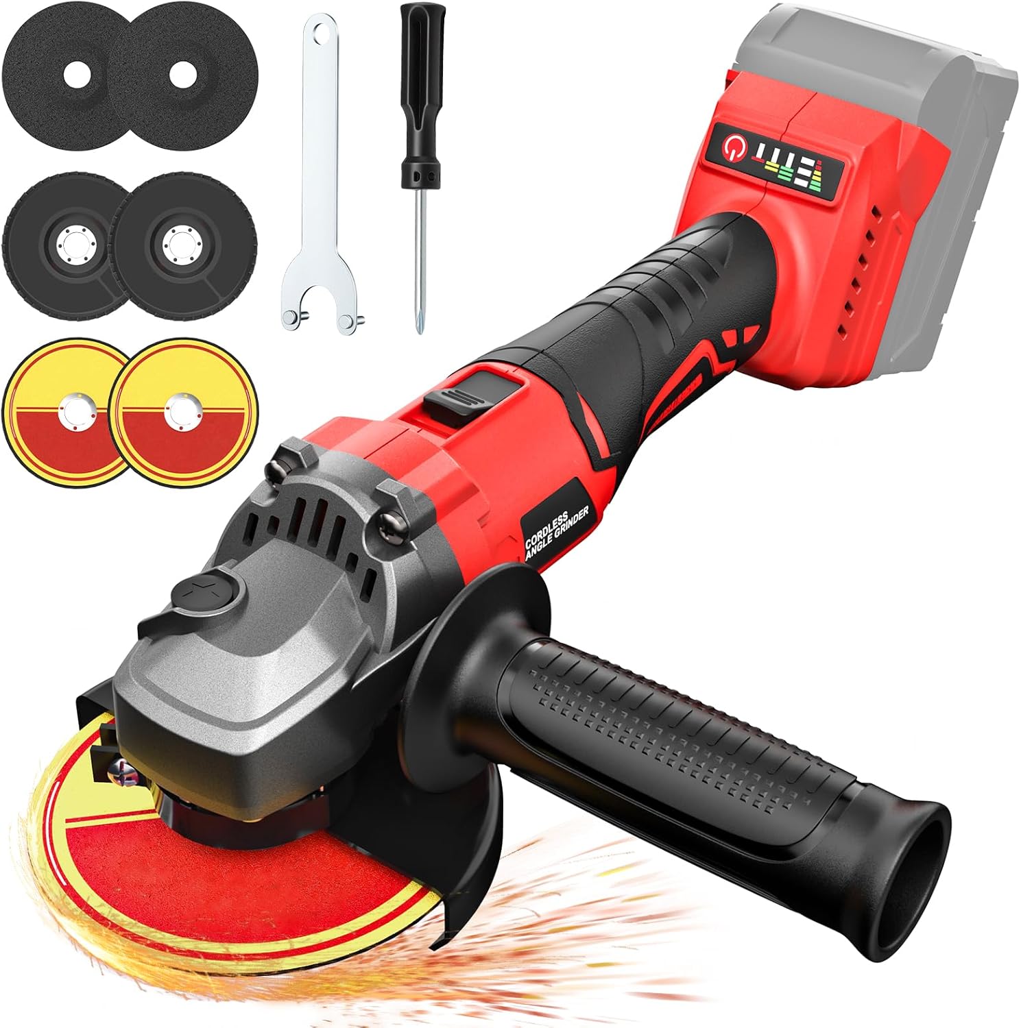 Cordless Angle Grinder for Mil-waukee 18V Max Battery, Max 9000RPM 4-1/2"/5" Brushless Grinder Tool, 3 Variable Speed & Slide Lock Switch, Power Grinder for Cutting Grinding Polishing (Tool Only)