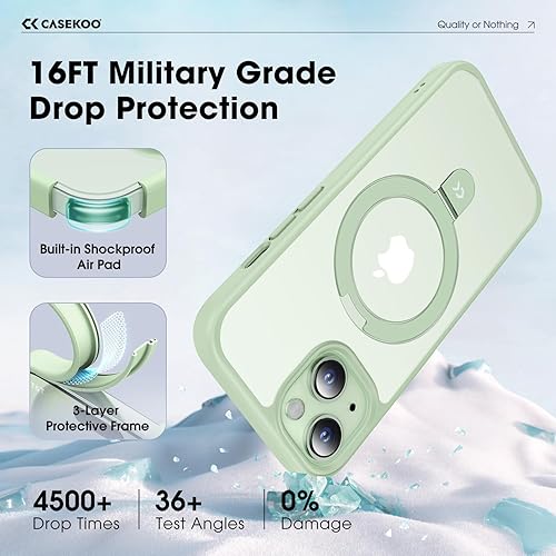 Miniatura 5 de CASEKOO Funda diseñada para iPhone 15 con soporte magnético invisible [protección militar contra caídas] [compatible con MagSafe] a prueba de