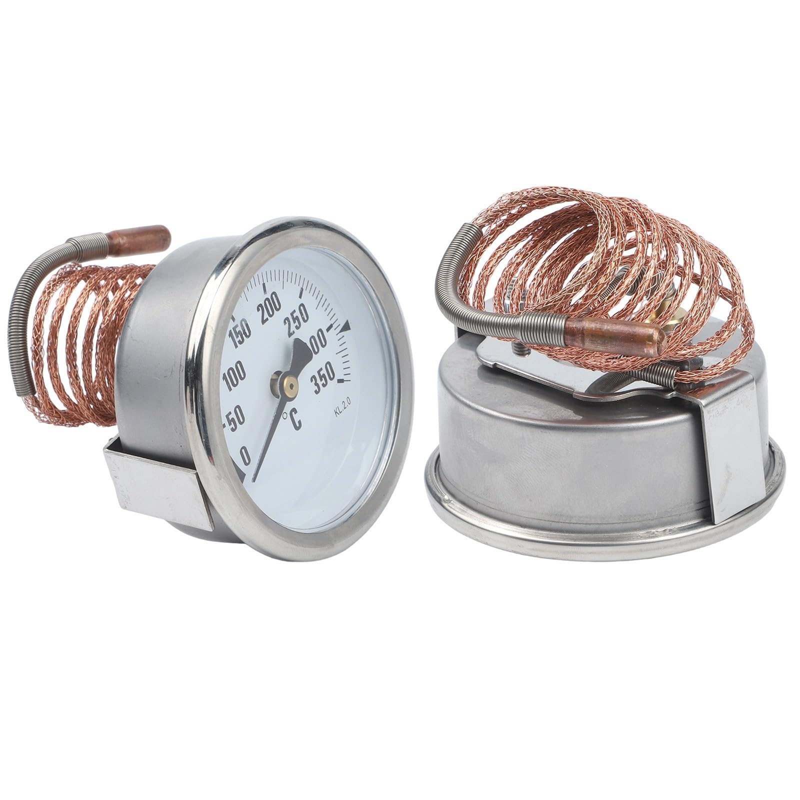 KiraKira Termometro capillare in metallo 0-350C per forno riscaldatore caldaia, quadrante 7 cm con cavo sonda da 1 m, manometro ad alta temperatura per cucina