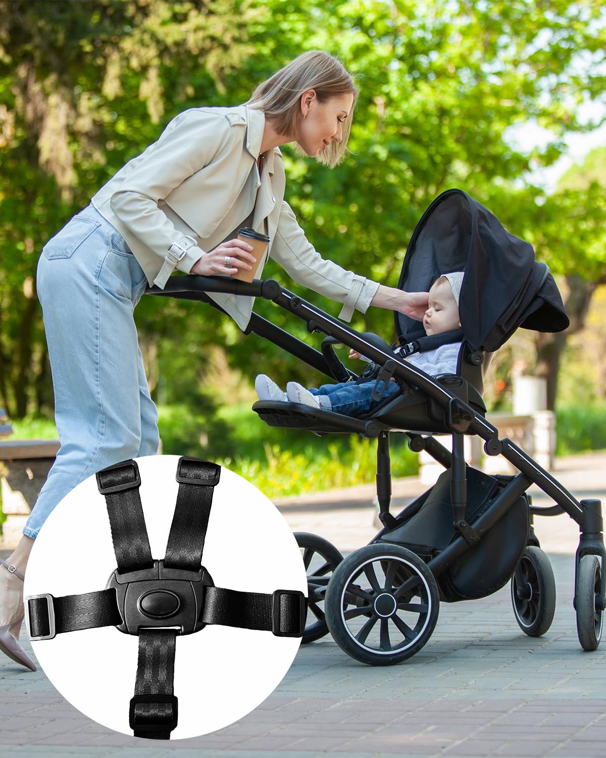 Cinture Universali Regolabili per Seggiolone e Passeggino,Cinghie di Sicurezza a 5 Punti per Bambini,Imbracatura per Seggiolino Auto e Carrozzina,Adatte per la Maggior Parte dei Modelli