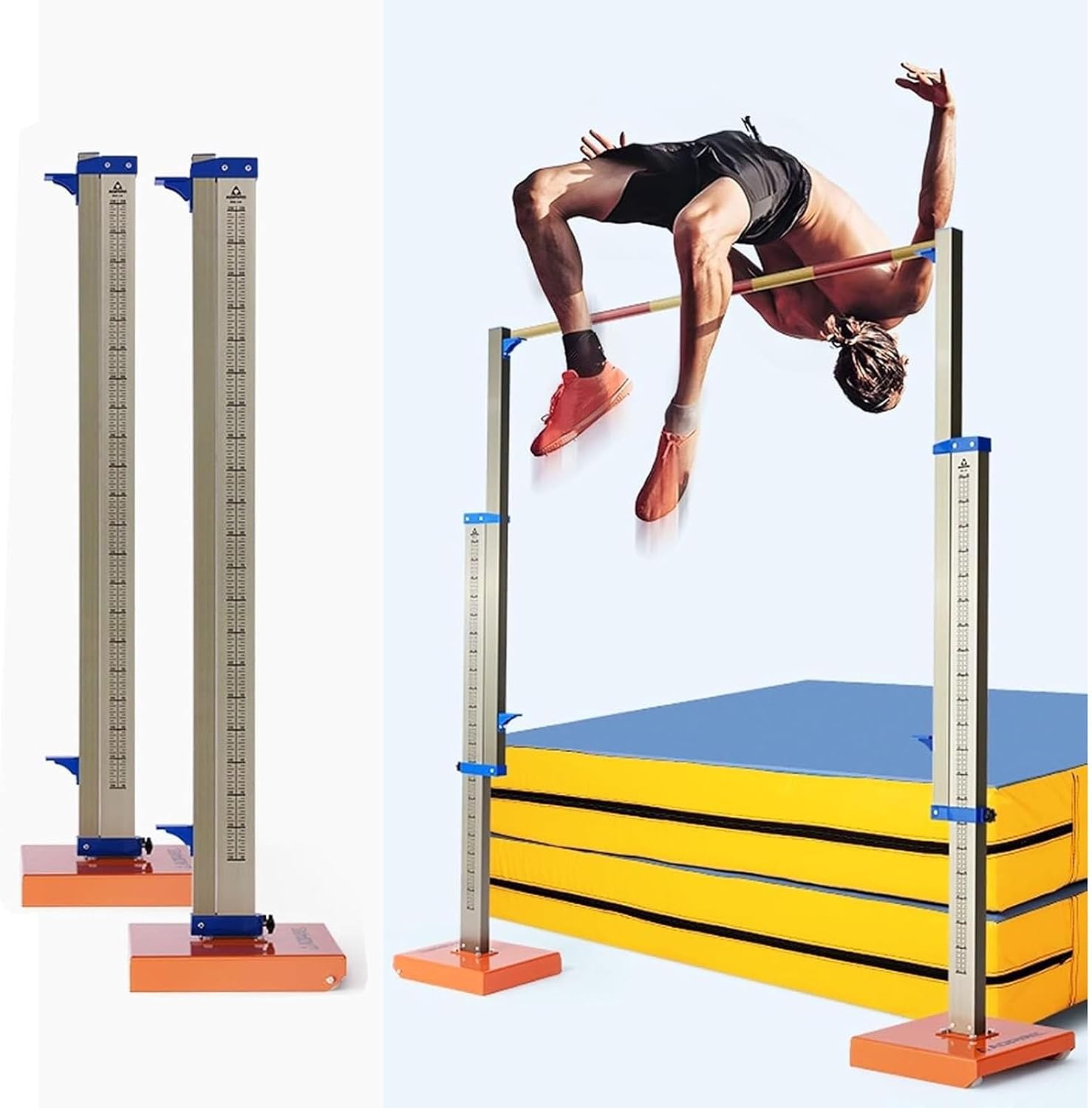 High School Track and Field High Jump Standards for Competition, Aluminum Athletics Training High Jump Stand, 1-7.5 ft Height Track & Field High Jump Measuring Stick