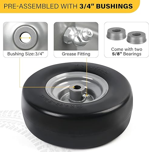 Miniatura 4 de LotFancy Neumático y rueda sin planos de 13 x 5.00-6, buje de 34 y 58 pulgadas, buje centrado de 3.25 a 3.75 a 4.25 a 4.75 pulgadas, neumático