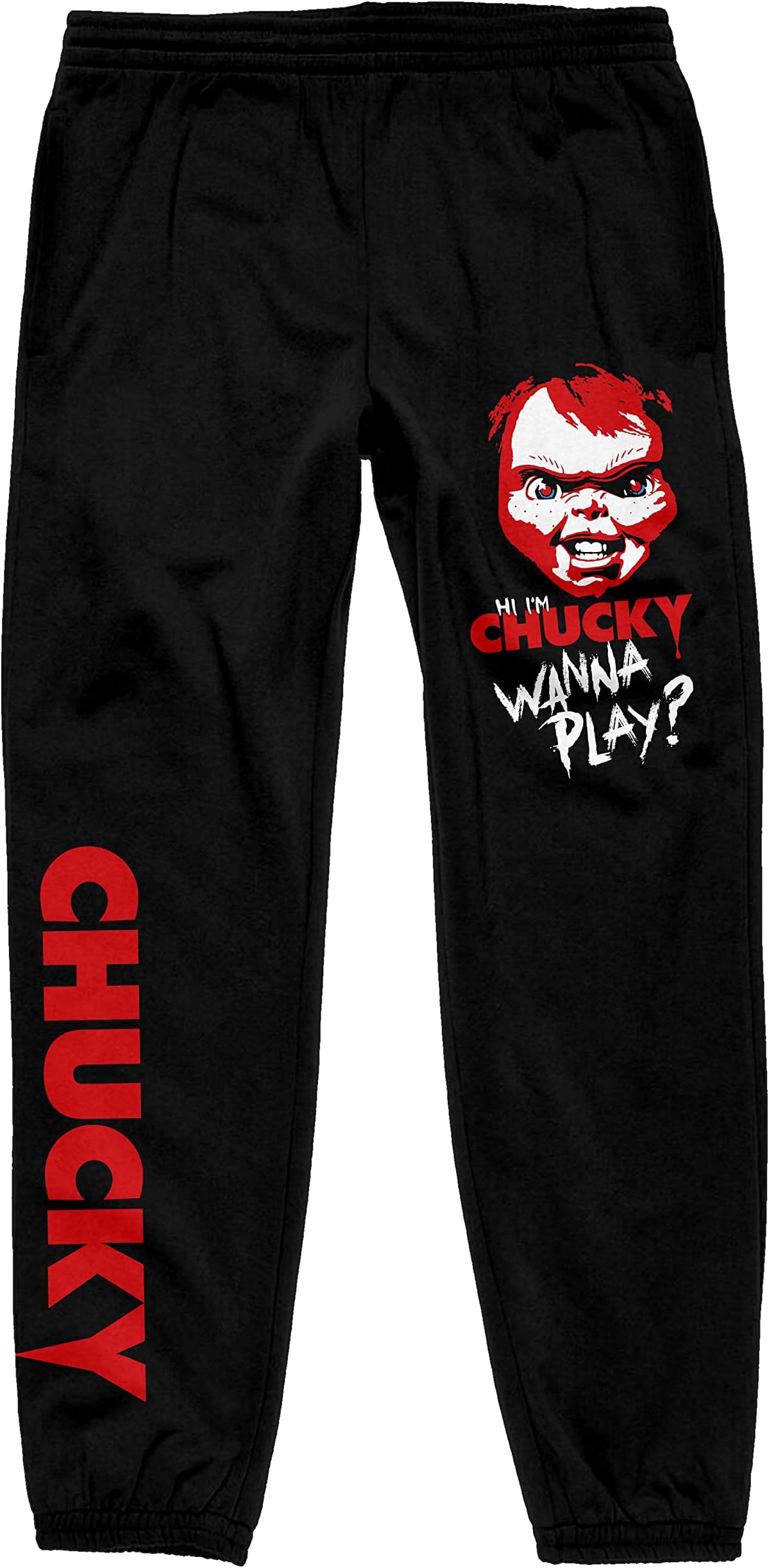 Chucky Wanna Play Chucky Doll Head Men's Black Sweatpants