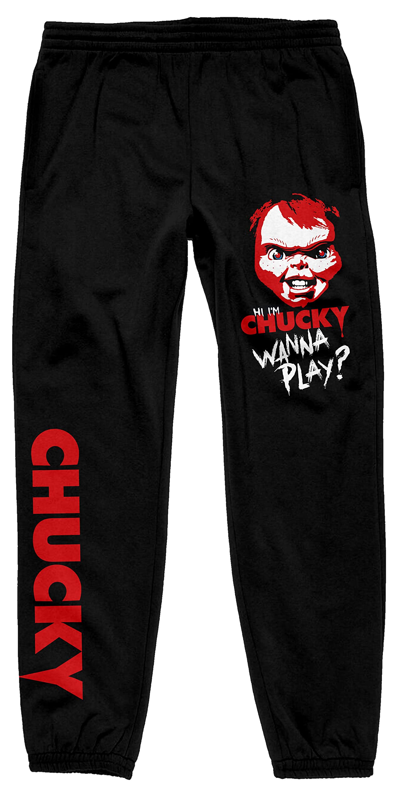 Chucky Wanna Play Chucky Doll Head Men's Black Sweatpants