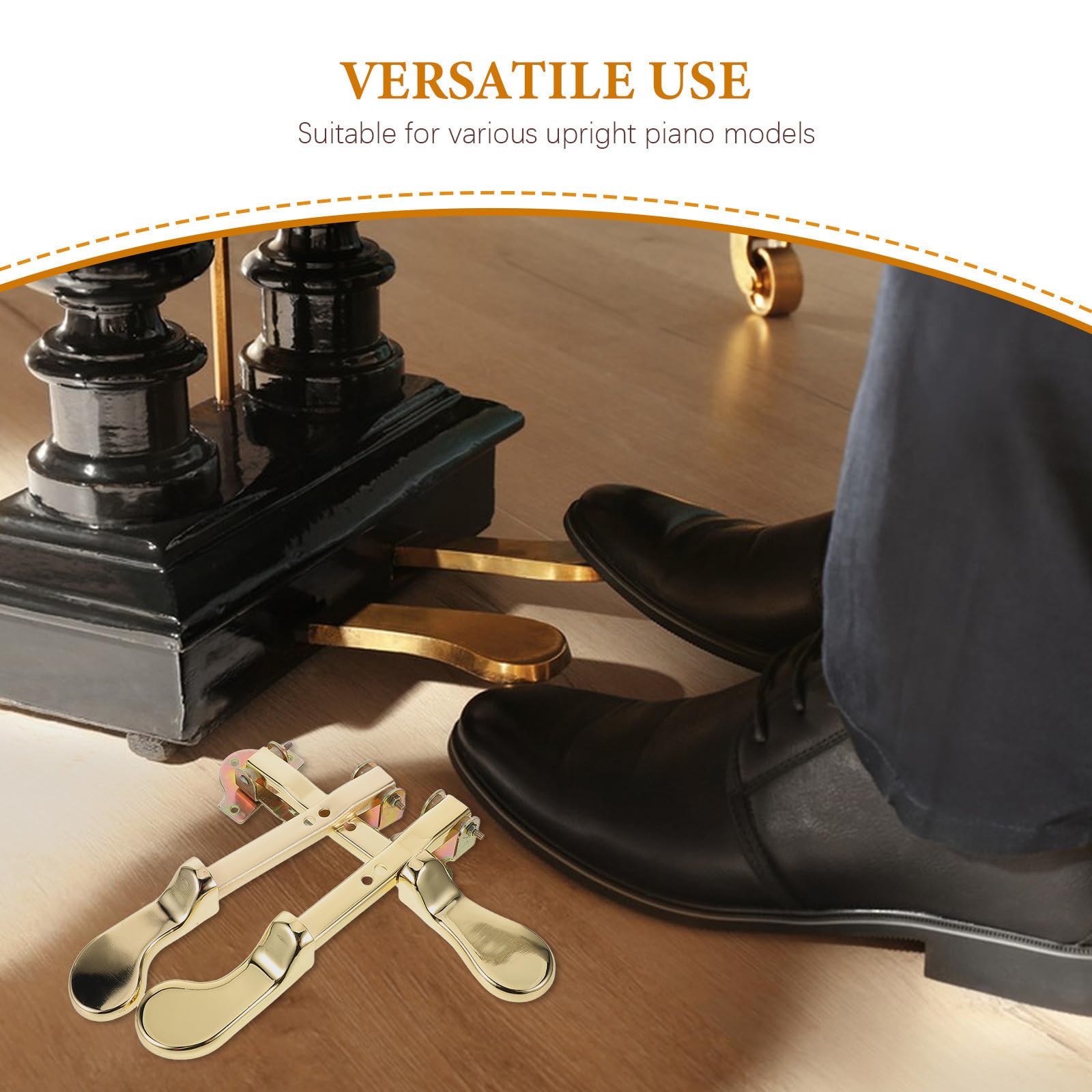 Pedale Sustain per Pianoforte Verticale Oro Metallo 3 Pezzi | Doppio Foro, Compatibilità, Design Elegante, per Musicisti Professionisti e Parti di Ricambio