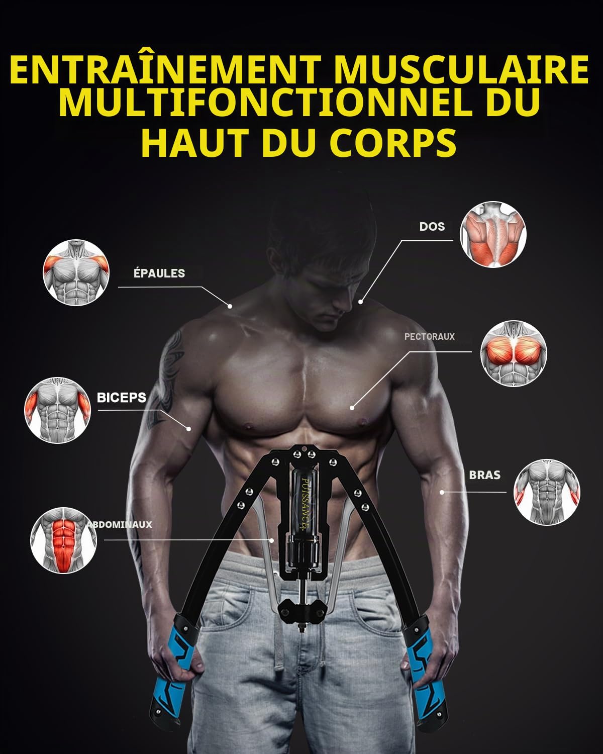 Twister – Exerciseur de Bras réglable de 10 à 200 kg, équipement de Fitness pour entraînement Musculaire des épaules, renforcement des Bras pour Bras, Biceps, abdominaux, épaules