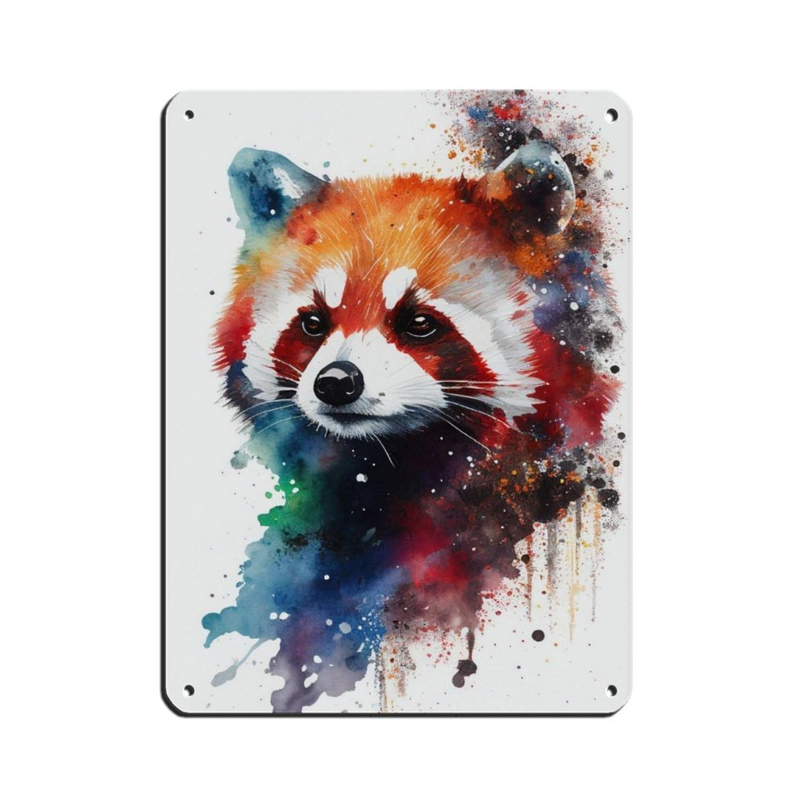 Watercolour Portrait Red Panda Poster（1） Retro Poster Metal Tin Sign Chic Art Retro Iron Painting Bar People Cave Cafe Family Garage Poster Wall Decoration 12x16inch(30x40cm)