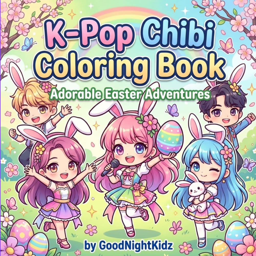 K-Pop Chibi Coloring Book: Adorable Easter Adventures: Kawaii Idol Designs with Bunny Ears & Spring Fun for All Ages (K-POP Coloring Books)