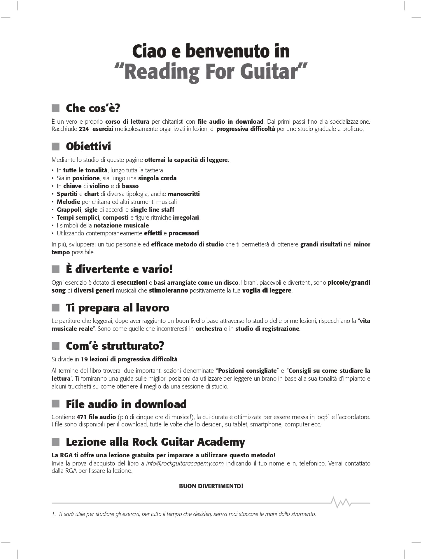 Reading for guitar, metodo di lettura per chitarristi. Nuova edizione con AUDIO in DOWNLOAD