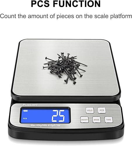 Miniatura 6 de Fuzion Báscula postal de envío digital  88 libras x 0.1 oz, plataforma de acero inoxidable, 5 unidades, conteo de esperataraPC, fácil calibración,