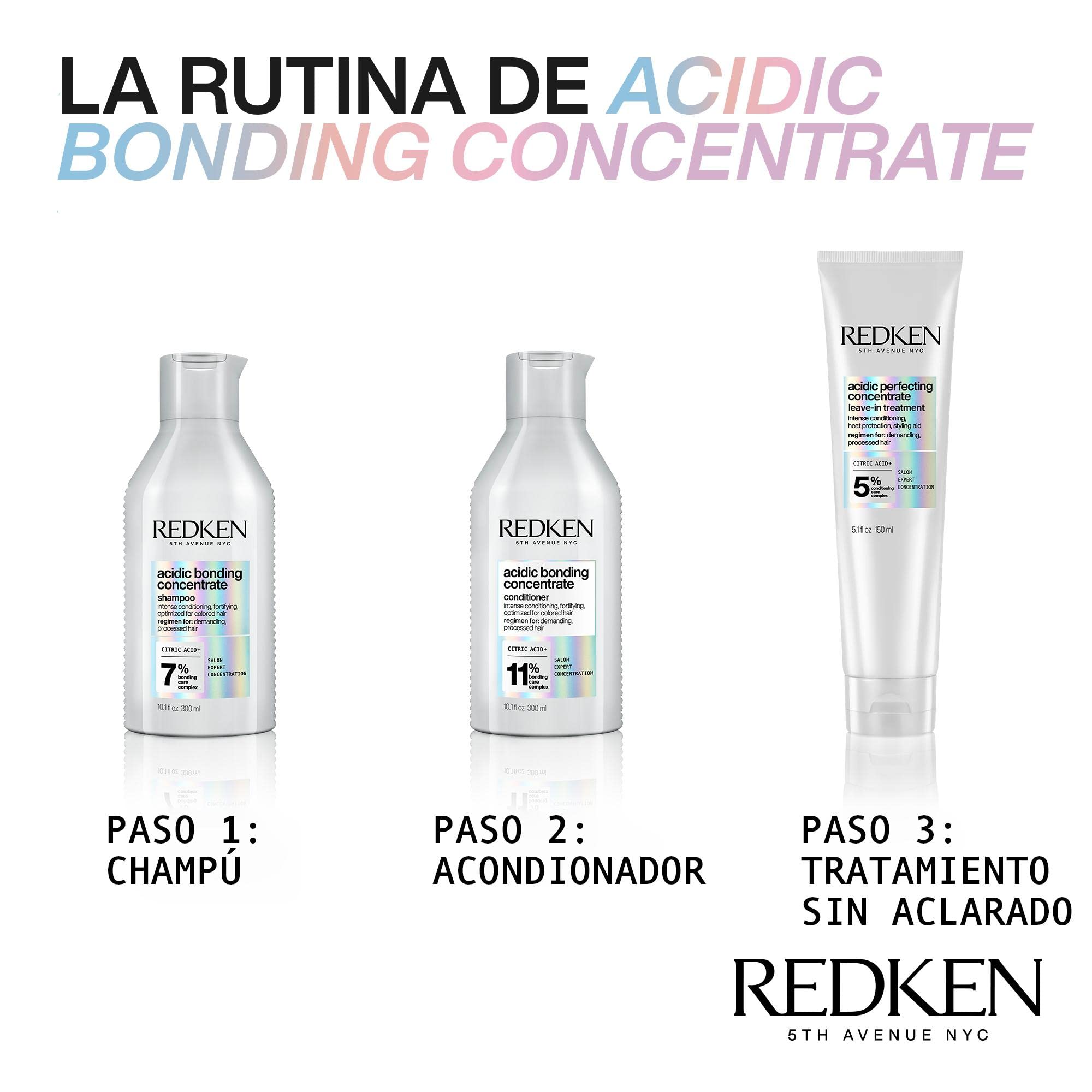Redken, Pack Champú + Acondicionador para Fortalecer todo tipo de Cabellos, Sin Sulfatos, Acidic Bonding Concentrate, 300 ml + 300 ml