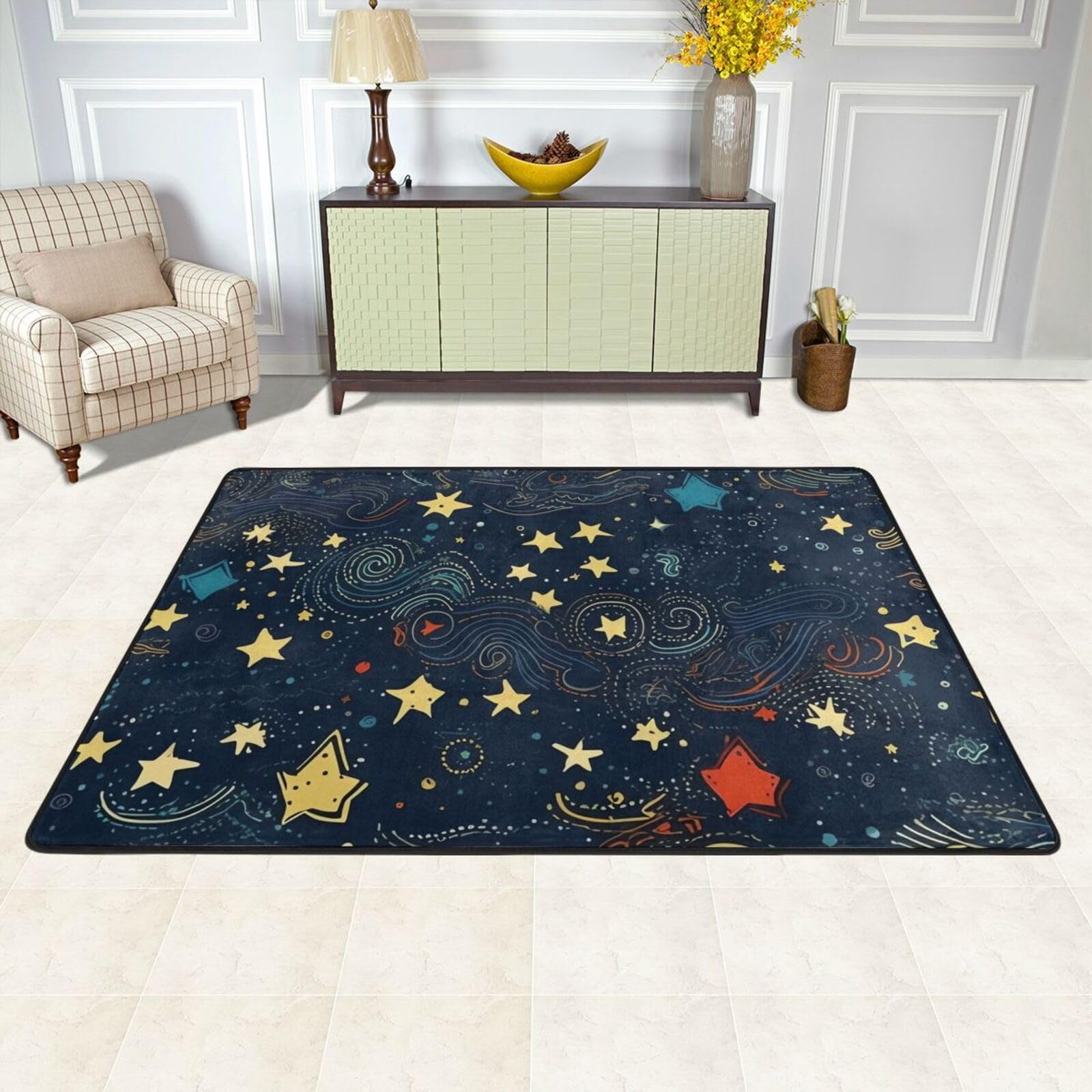 Tapis absorbant nuit étoilée 183x122 cm antidérapant et lavable