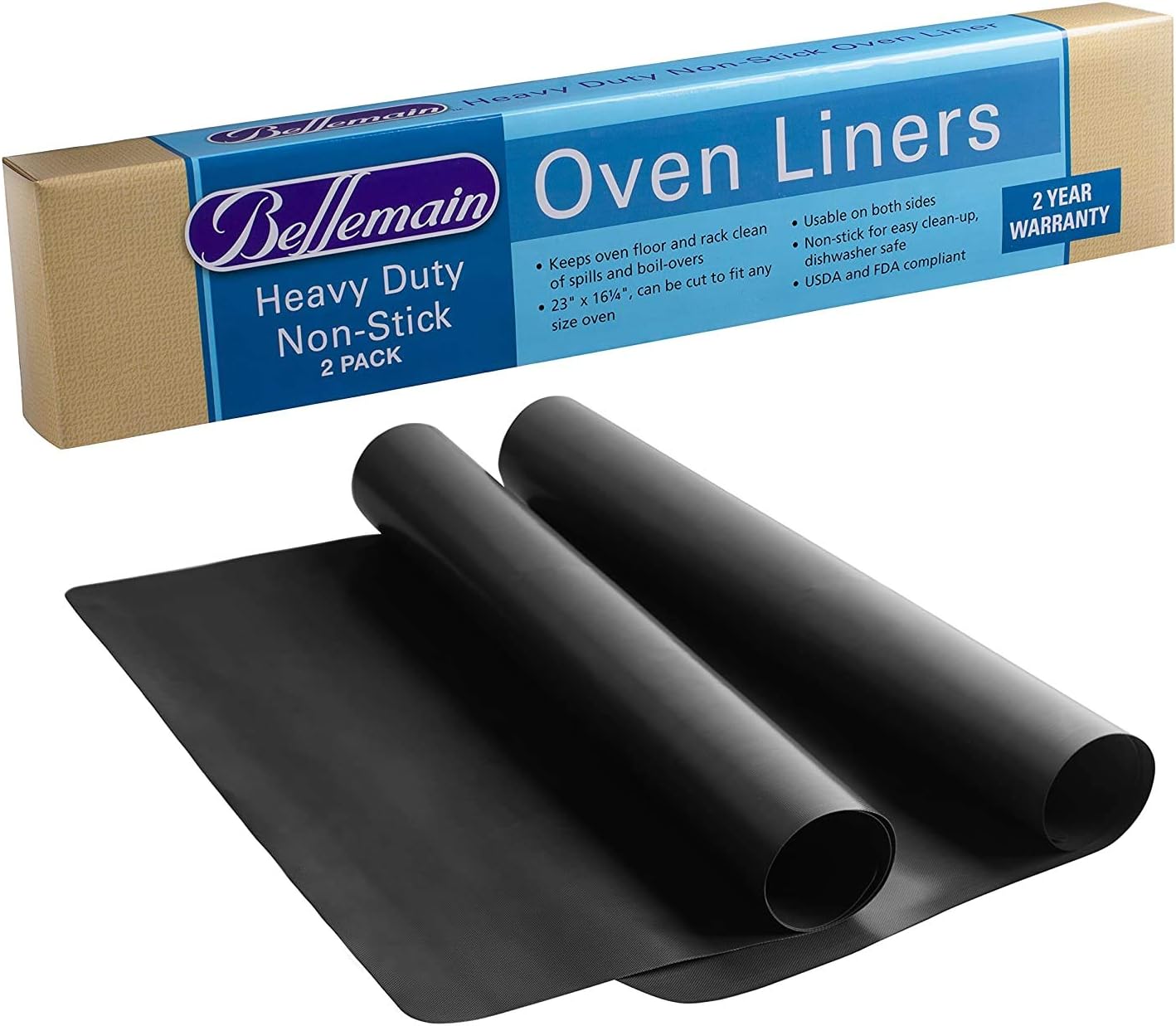 2 Pack Large Non-Stick Oven Liners Heavy Certified BPA and PFOA Free by Bellemain