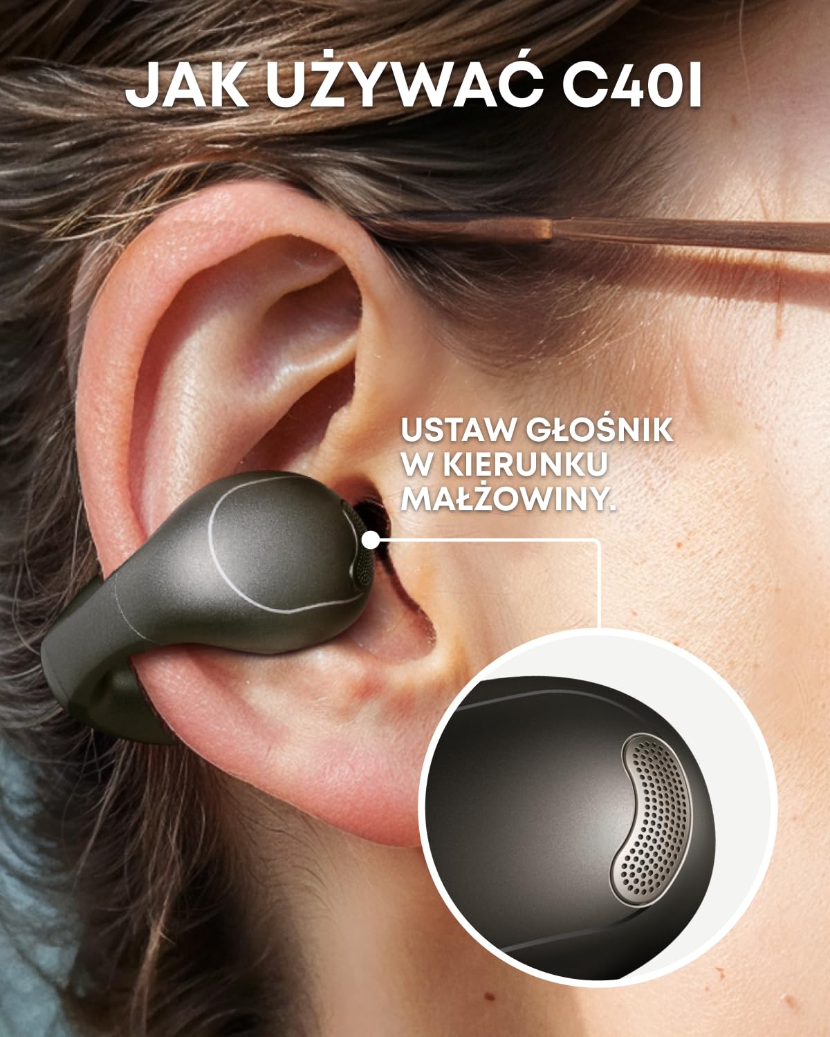 soundcore Słuchawki douszne Anker C40i, słuchawki z klipsem, elastyczny przegub, sterowanie przyciskami, lekki jak piórko komfort, pewne trzymanie z klipsami na ucho, czysty dźwięk (grafitowo-szary)