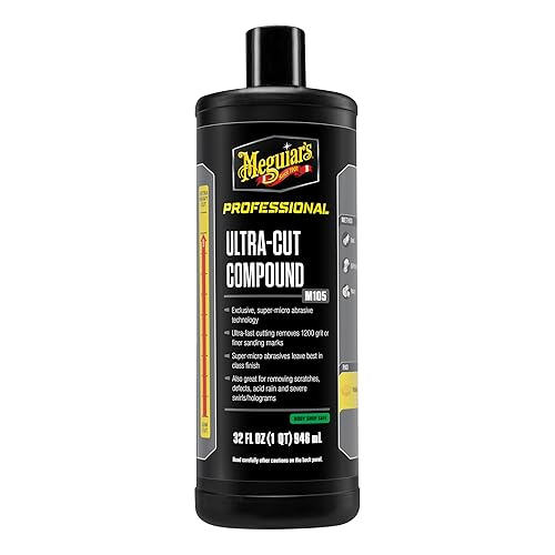 Meguiar's M105 Mirror Glaze Compuesto de corte ultracortado, compuesto de corte ultrarrápido para autos, elimina las marcas de lijado con nuestra