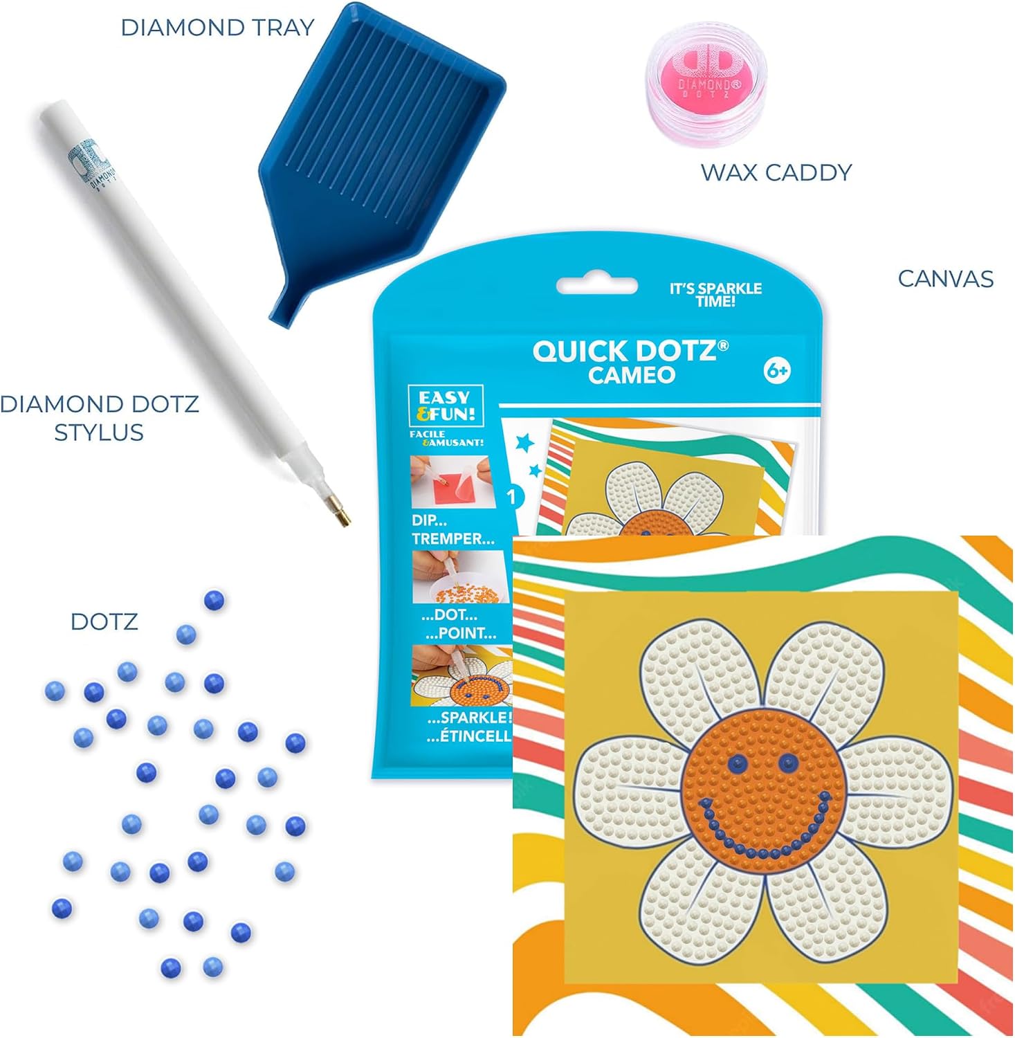 DIAMOND DOTZ Vintage Flower Diamond Painting Kits for Kids - Diamond Art Kits a Relaxing Creative Craft Kit with Dotz Gems 5.1"x5.1"