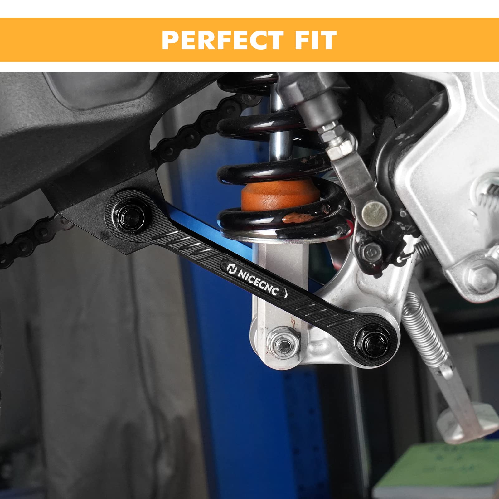 NICECNC Link di abbassamento nero in alluminio billet da 38 mm, Compatible with Yamaha Tenere 700/XTZ700 2019-2024, Tenere 700 Rally Edition 2020-2024