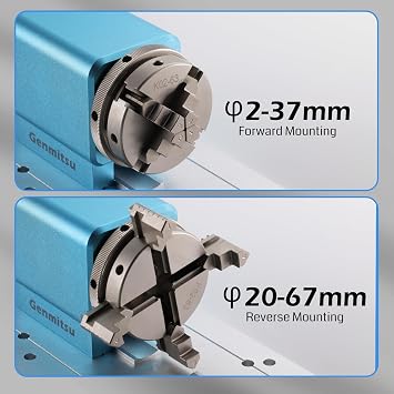 Genmitsu CNC Router Machine PROVerXL 4030 V2 + Rotary Module Kit with NEMA23 Planetary Geared Stepper Motor, 4 Jaw Chuck, 10:1 Speed Reducer, Clamped Range 15-275mm