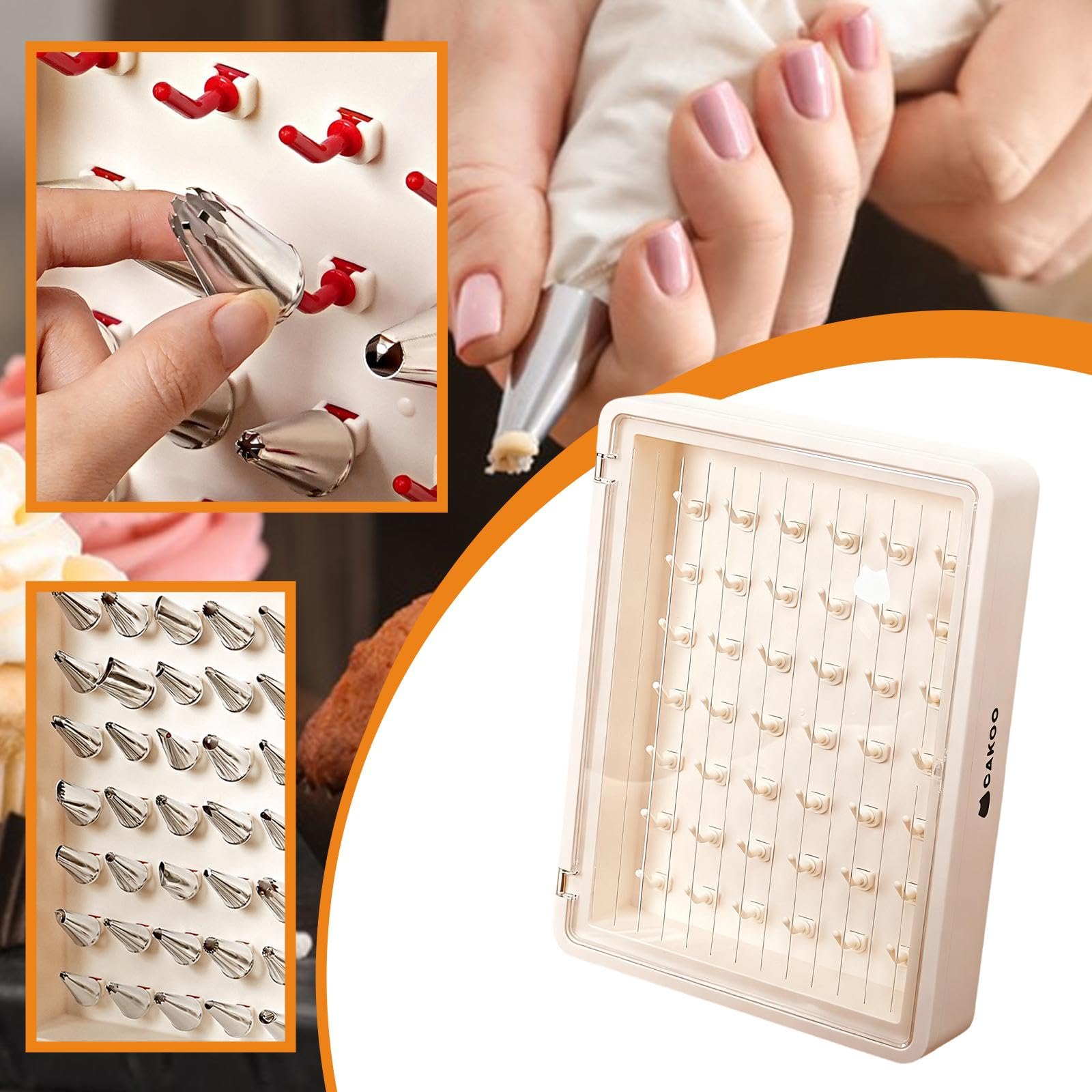 Aufbewahrungsbox für Spritztüllen, Aufbewahrungsbehälter für Backzubehör, Wandmontage, Großes Fassungsvermögen, Weiß