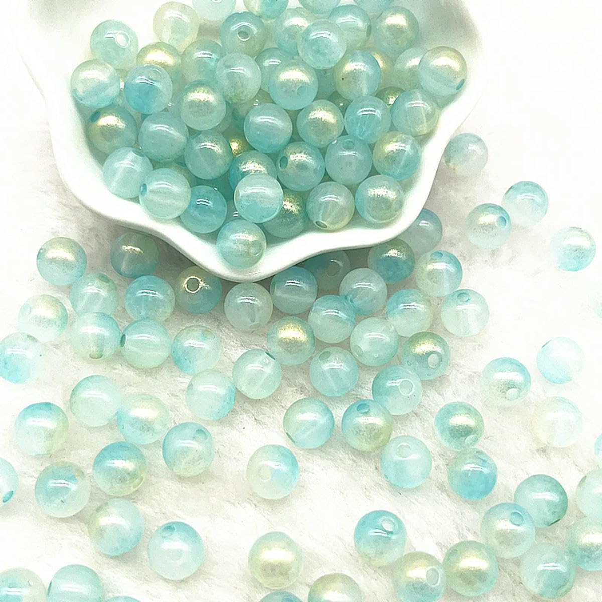 HUIOYG 50pcs 8mm Double Acrylic Beads Loose Spacer Beads for Jewelry Making