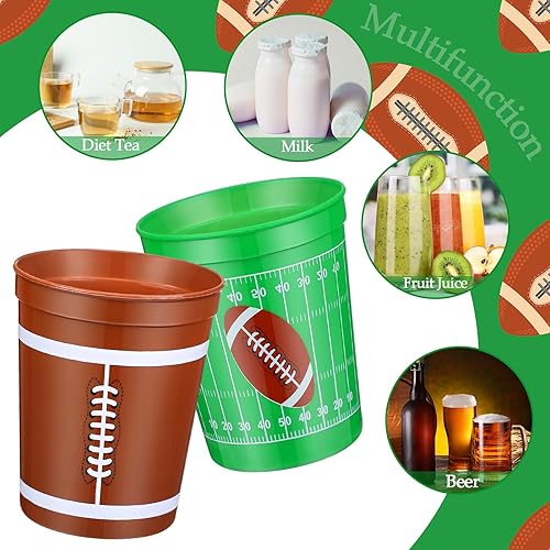 Miniatura 3 de Norme 24 vasos de plástico grueso de fútbol  reutilizables de 16 onzas con diseño de bola para decoración de fiestas y eventos